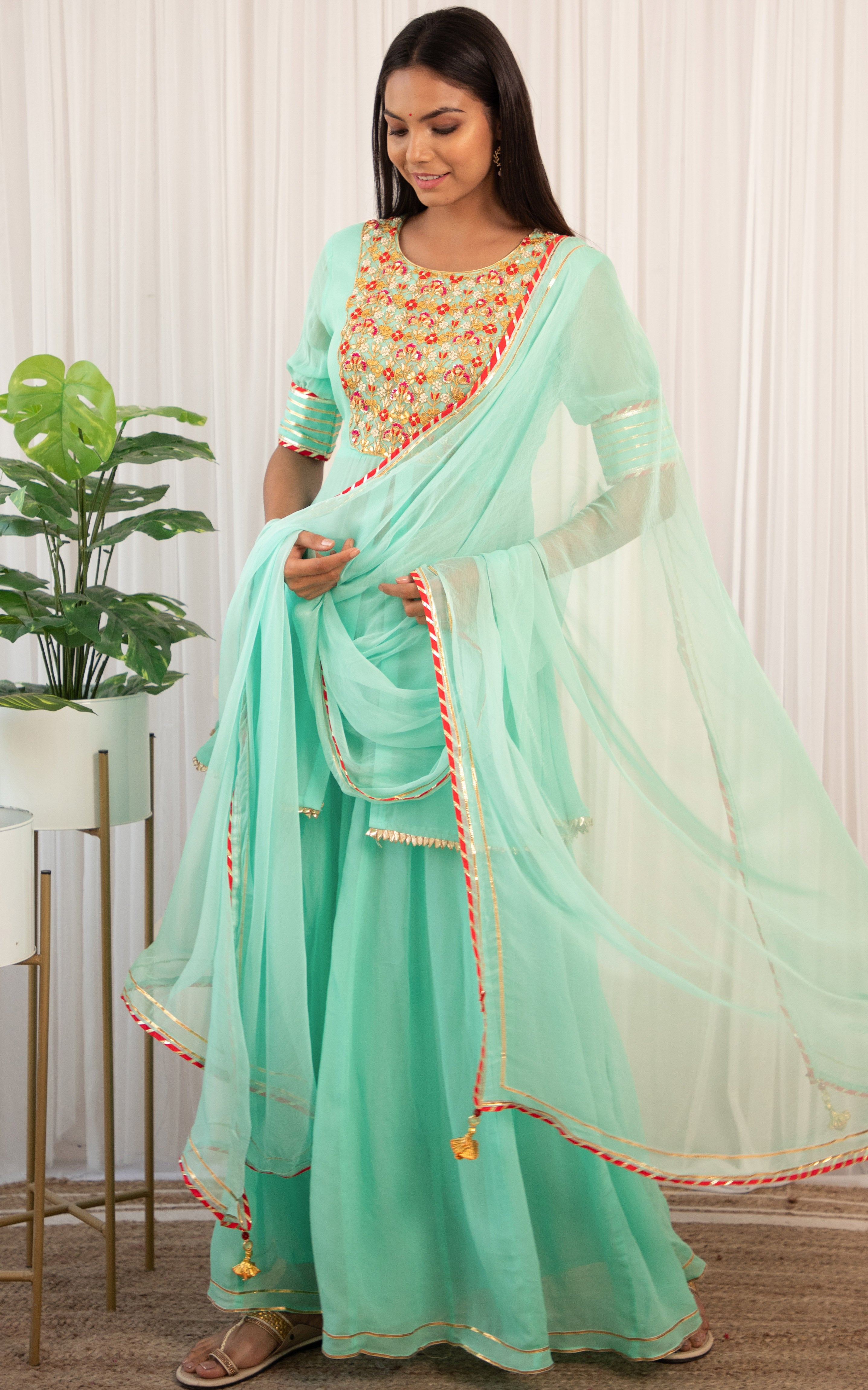 Sky Blue Gota Patti Sharara Set