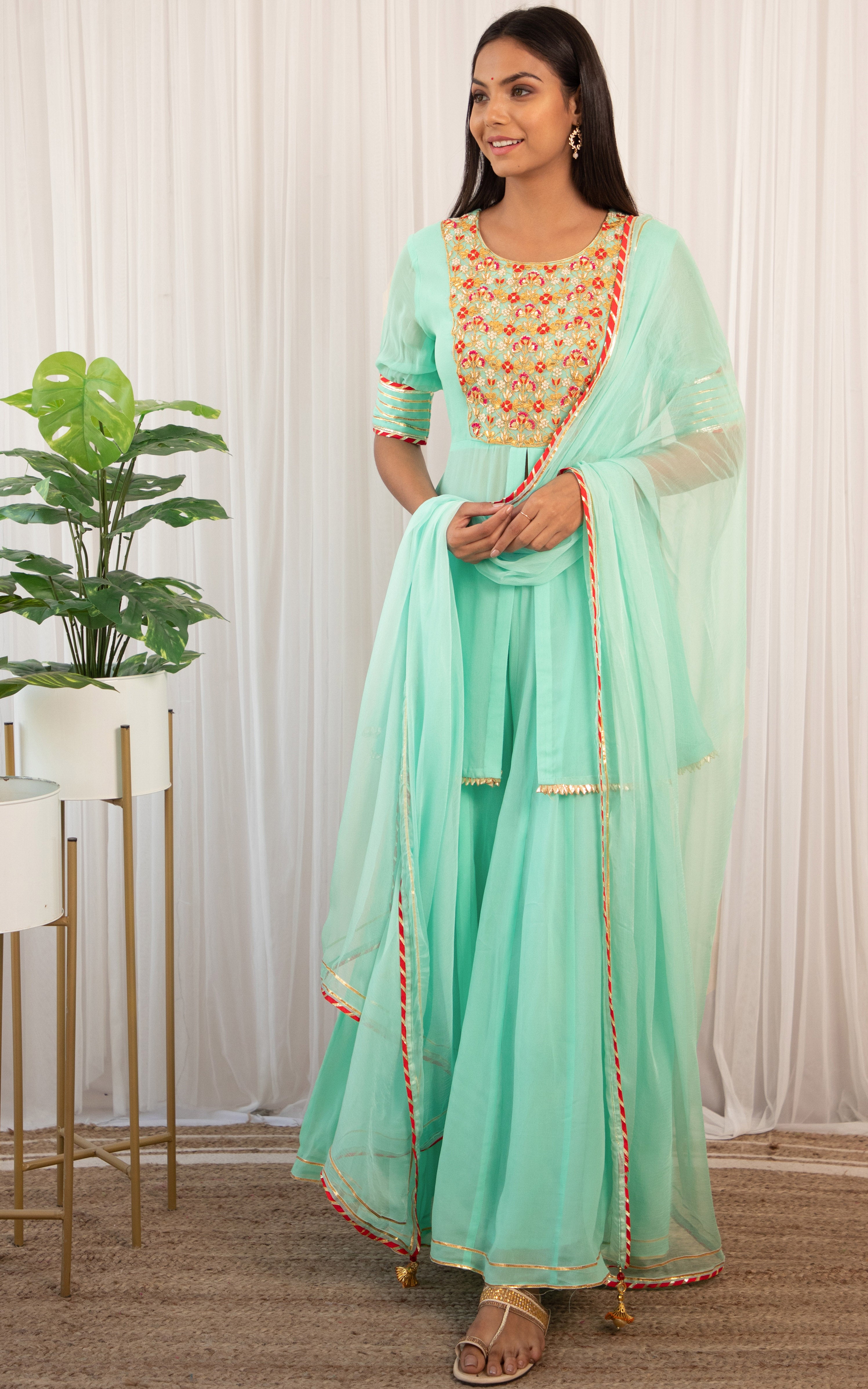 Sky Blue Gota Patti Sharara Set