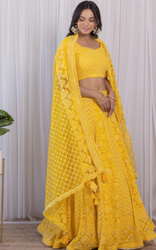 Yellow Chikankari Lehenga