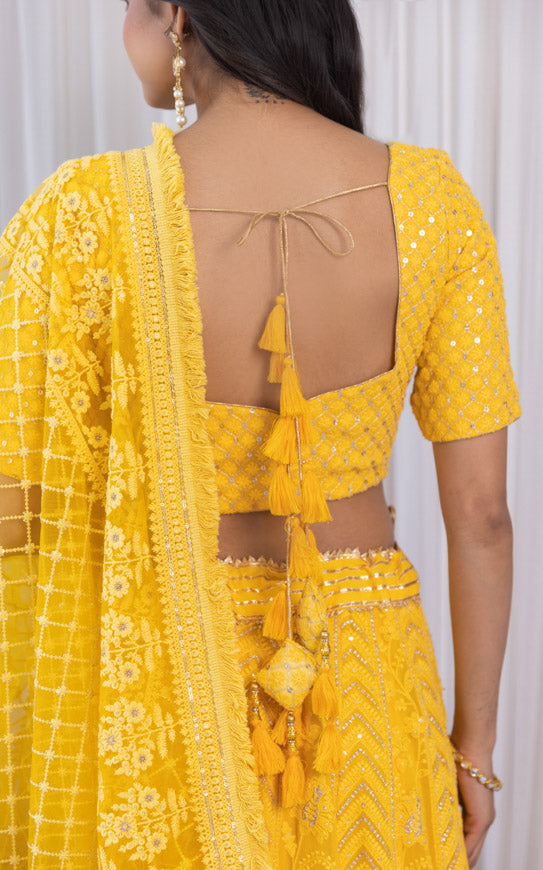 Yellow Chikankari Lehenga