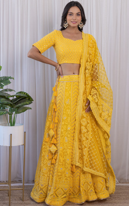Yellow Chikankari Lehenga