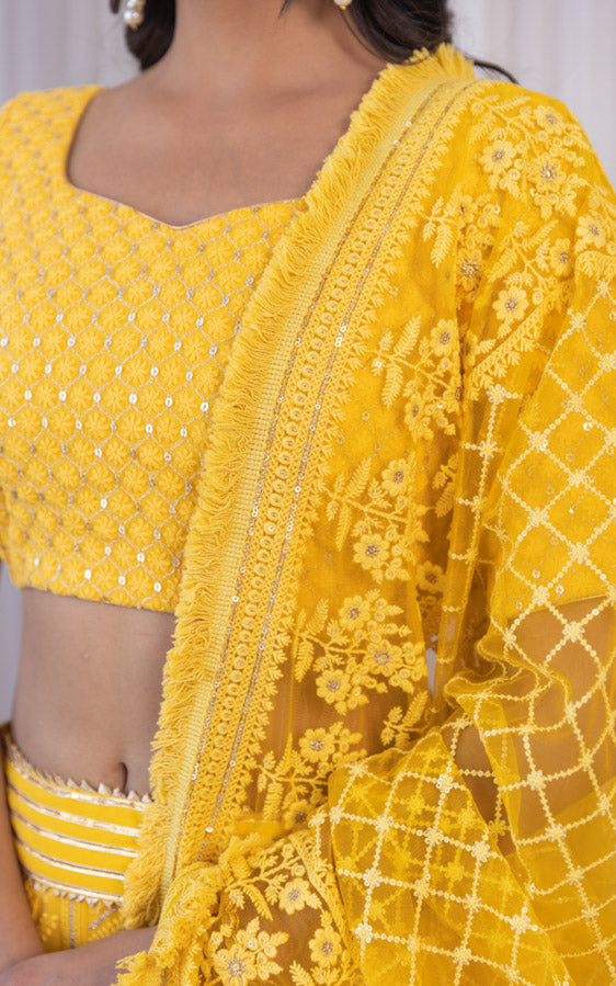 Yellow Chikankari Lehenga