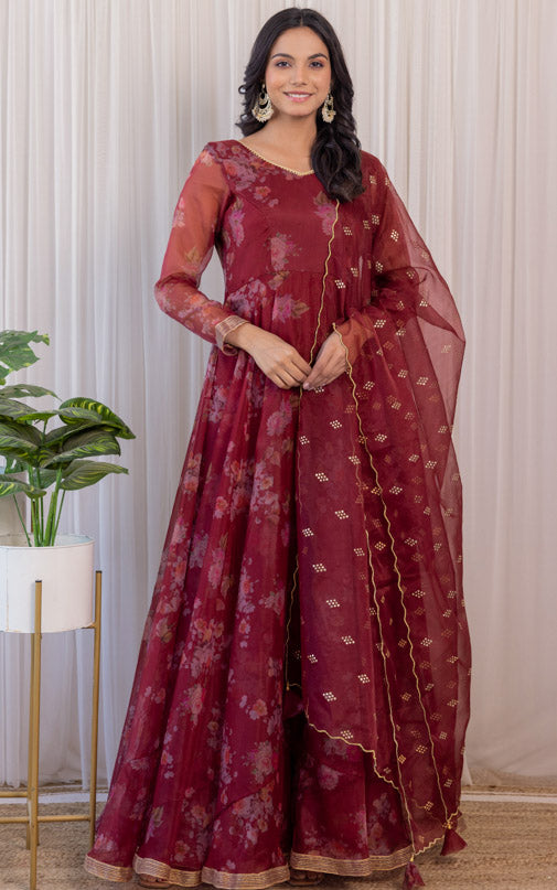Organza Anarkali Dusty Pink main image 1