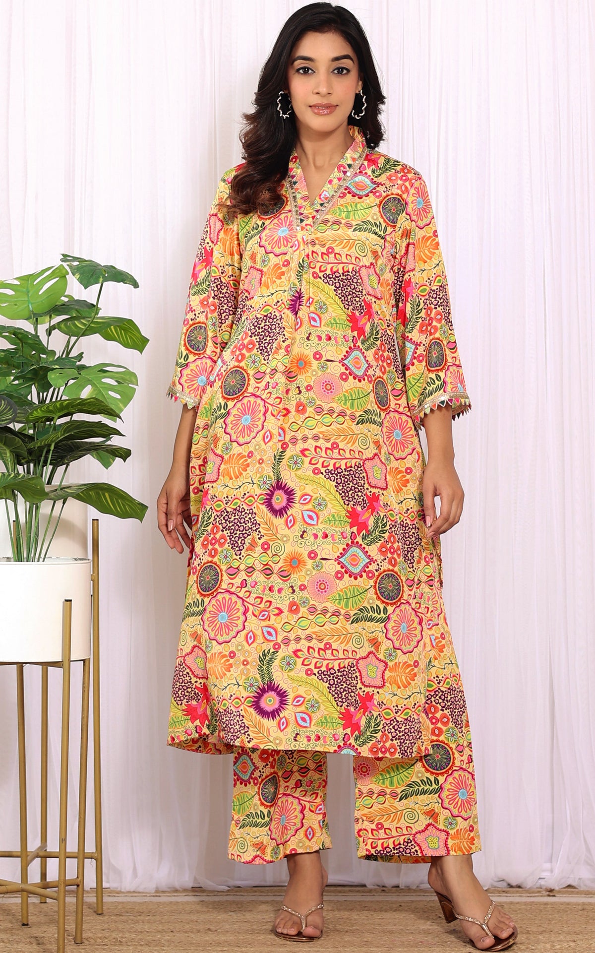 Grace Strappy Kurta Set Yellow