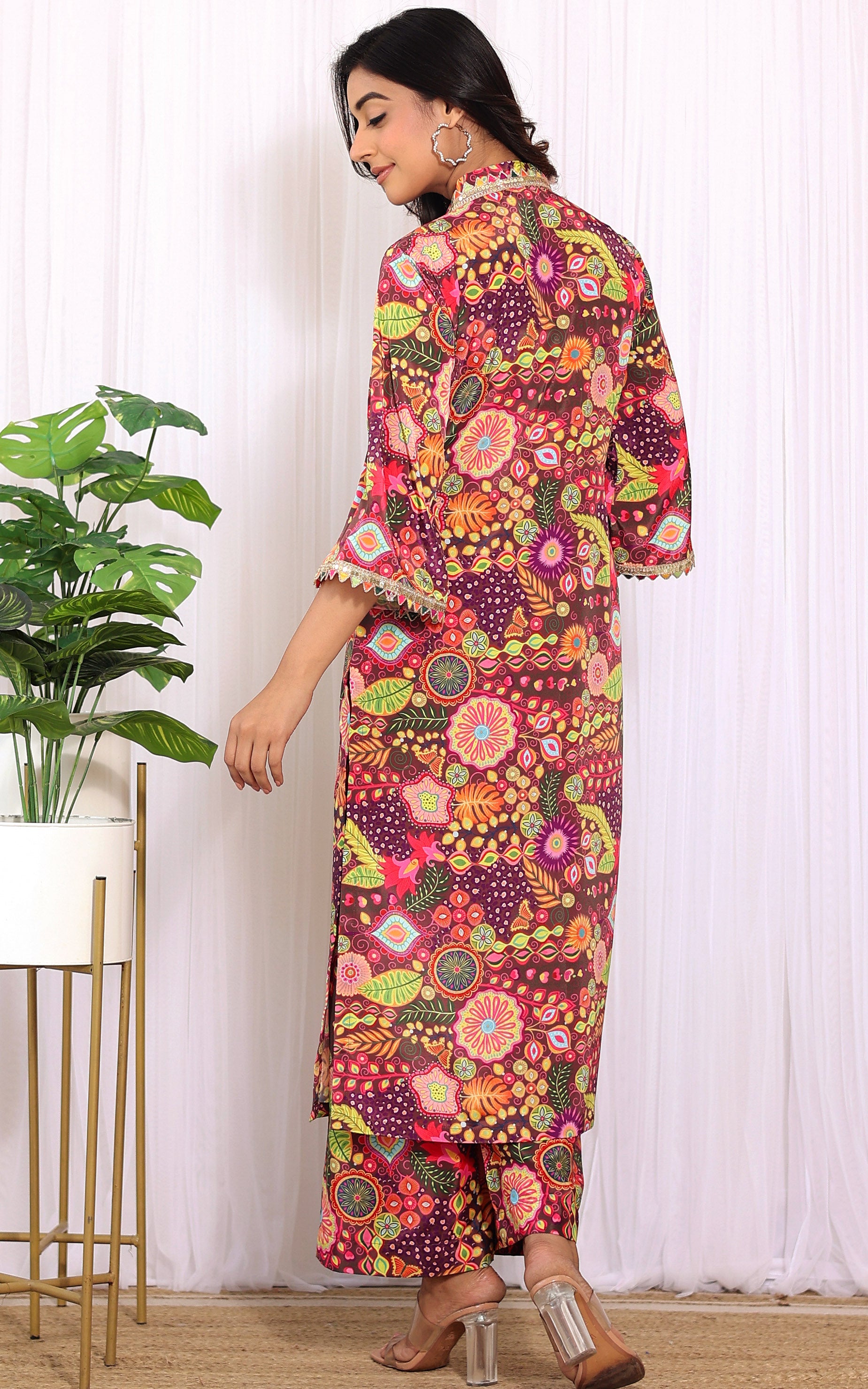 Purple Kitschy Printed Crepe Kurta Co-ord Set