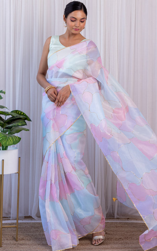 Pastel Dream Organza Saree