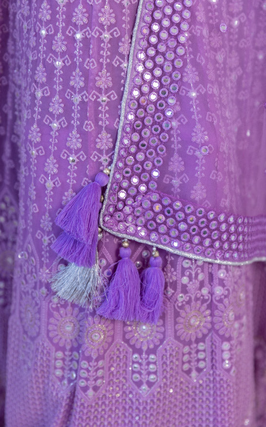 Shruti Sharma Lilac Mirror-work Lehenga