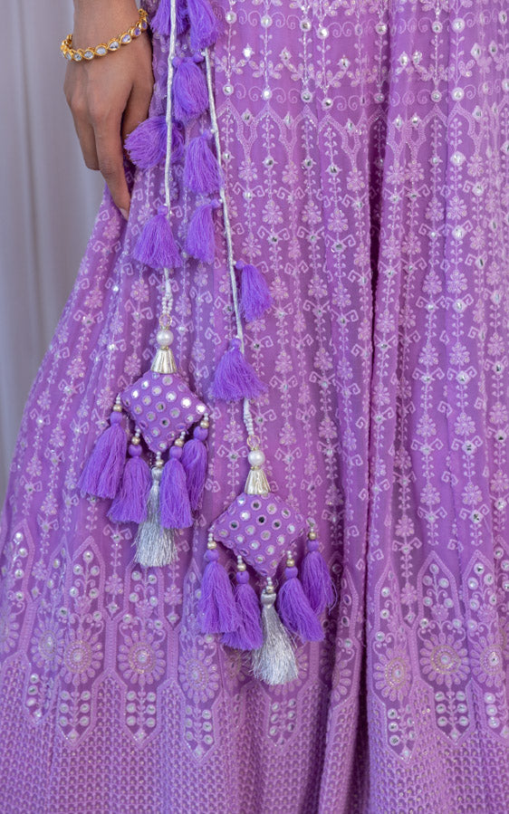 Shruti Sharma Lilac Mirror-work Lehenga