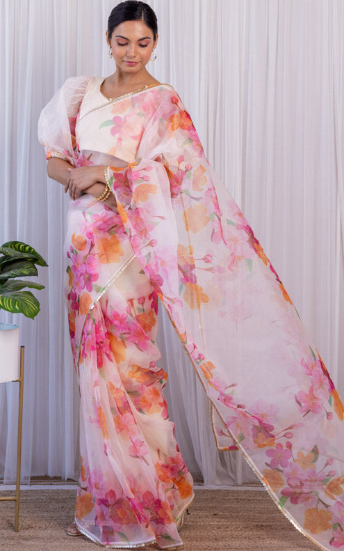 Pooja Banerjee Bloom Floral Organza Saree