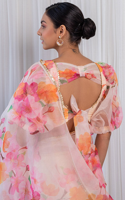 Pooja Banerjee Bloom Floral Organza Saree