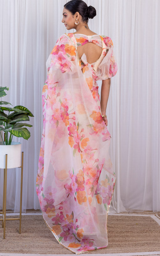 Pooja Banerjee Bloom Floral Organza Saree