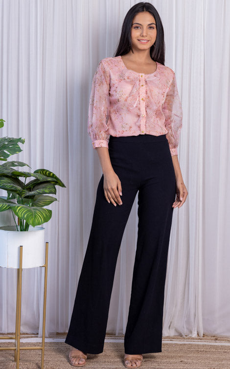 Pastel Pink Ruffle Organza Shirt