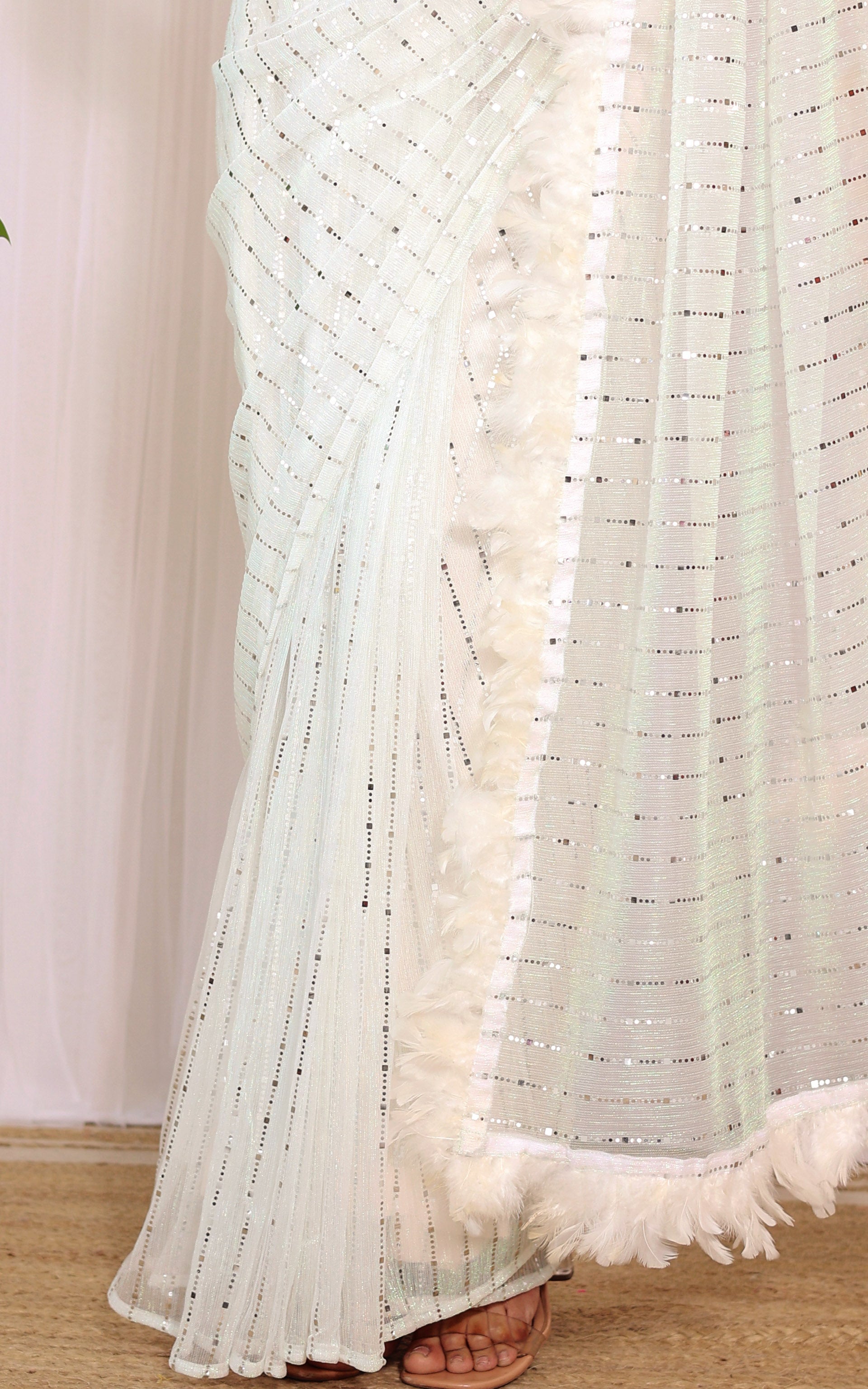 White Shimmer Saree