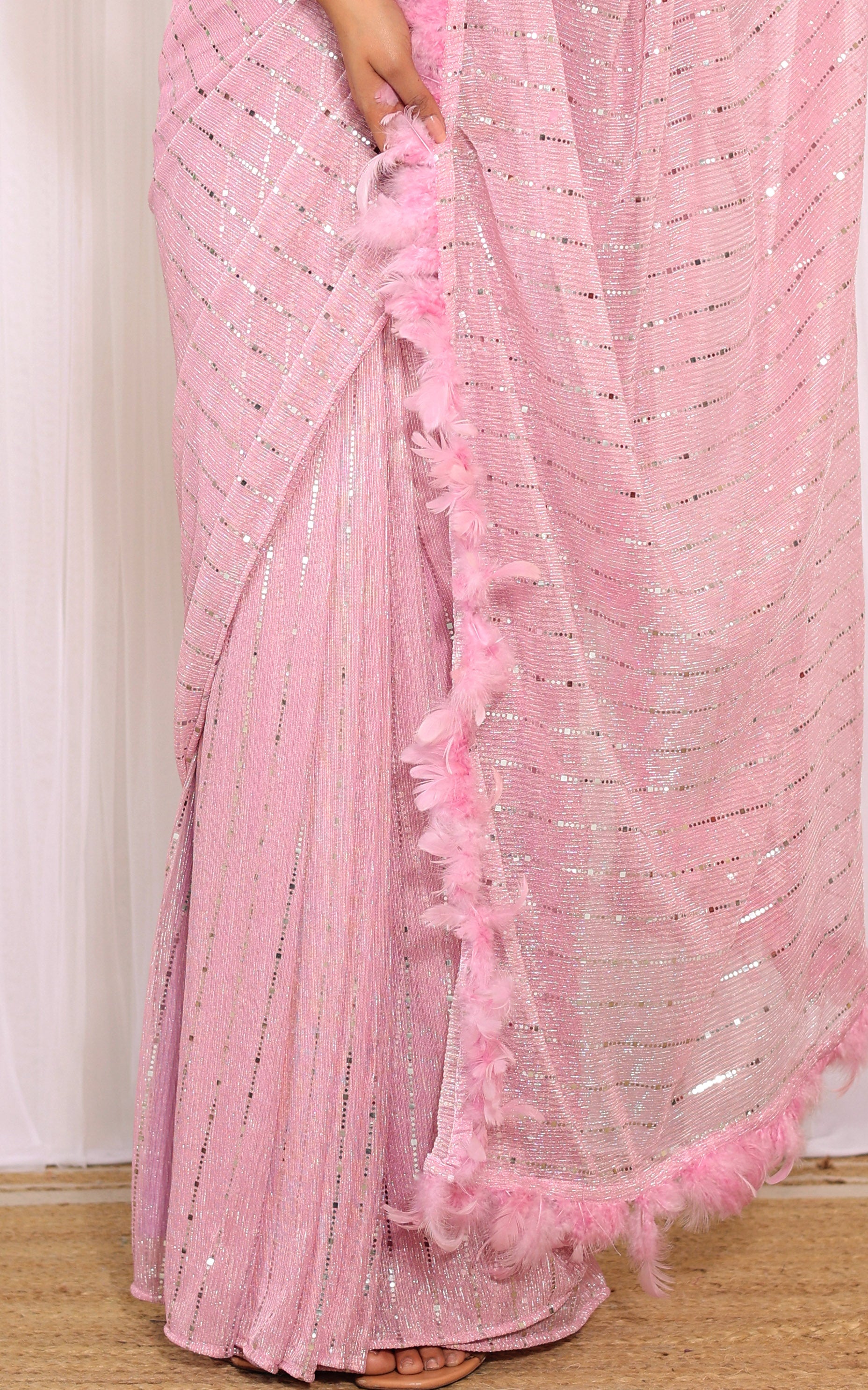 Swati Rathi Champagne Pink Shimmer Saree