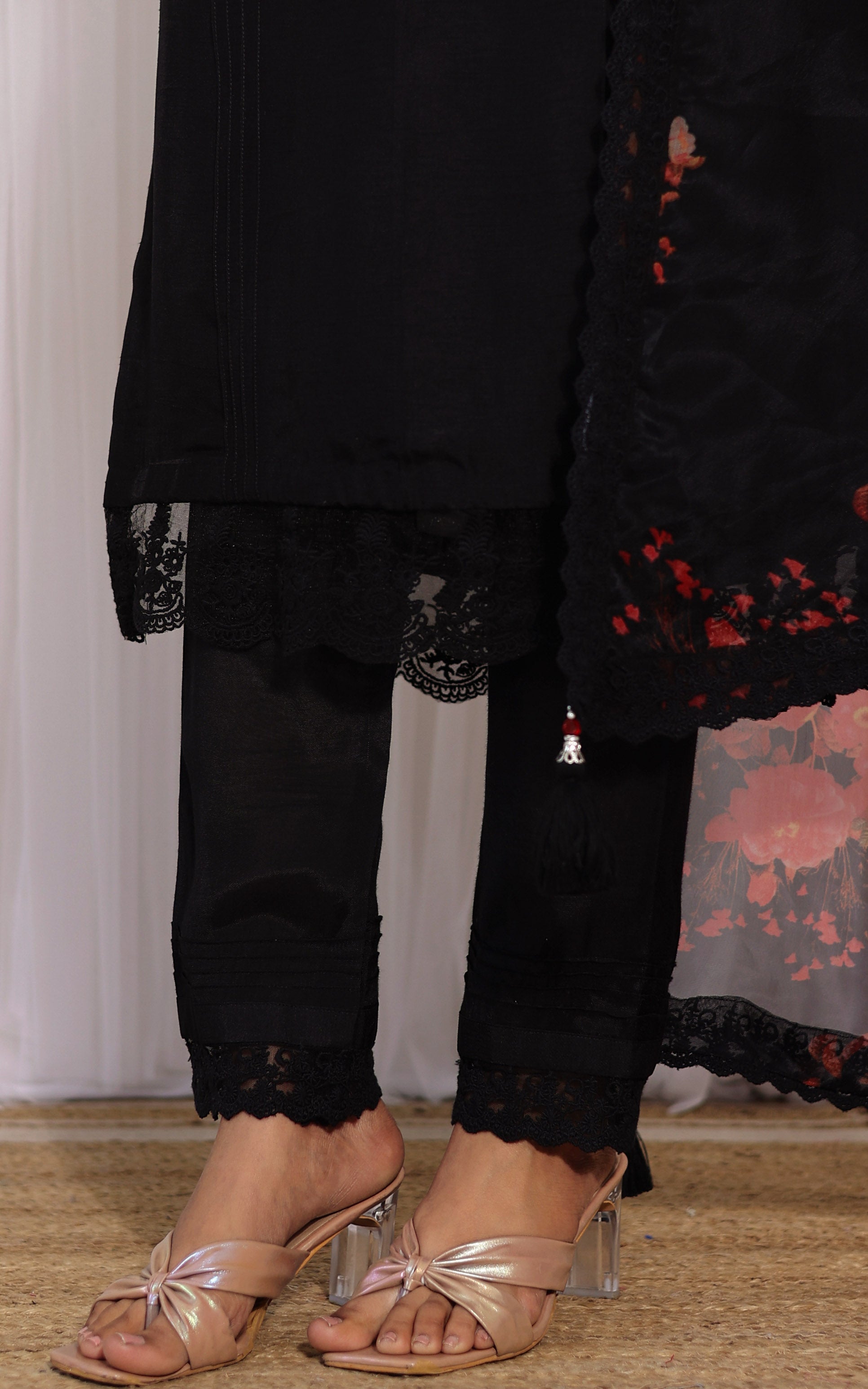 Swati Rathi Black Kurta Pant Set with Organza Dupatta
