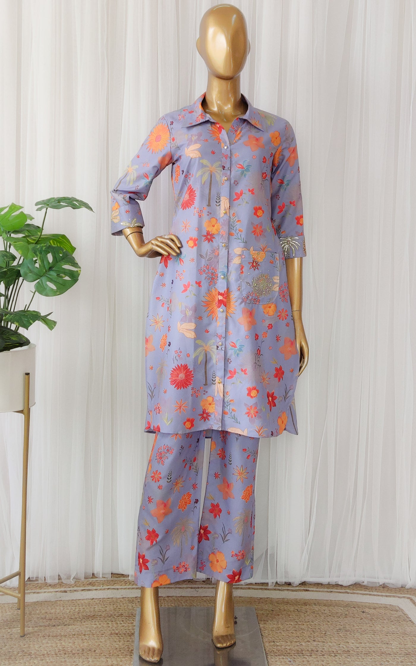 Forest Floral Koti Style Imported Crepe 2 Pcs Suit-WWF-1139