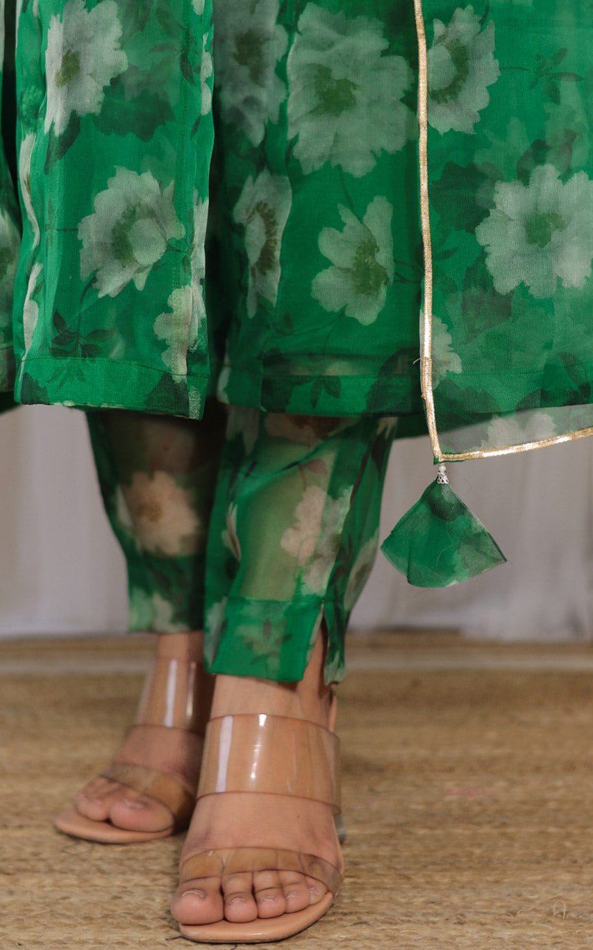 Vanshika Gaba Forest Green Organza Anarkali