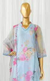Sunee Organza Navy Kurta Set main image 1