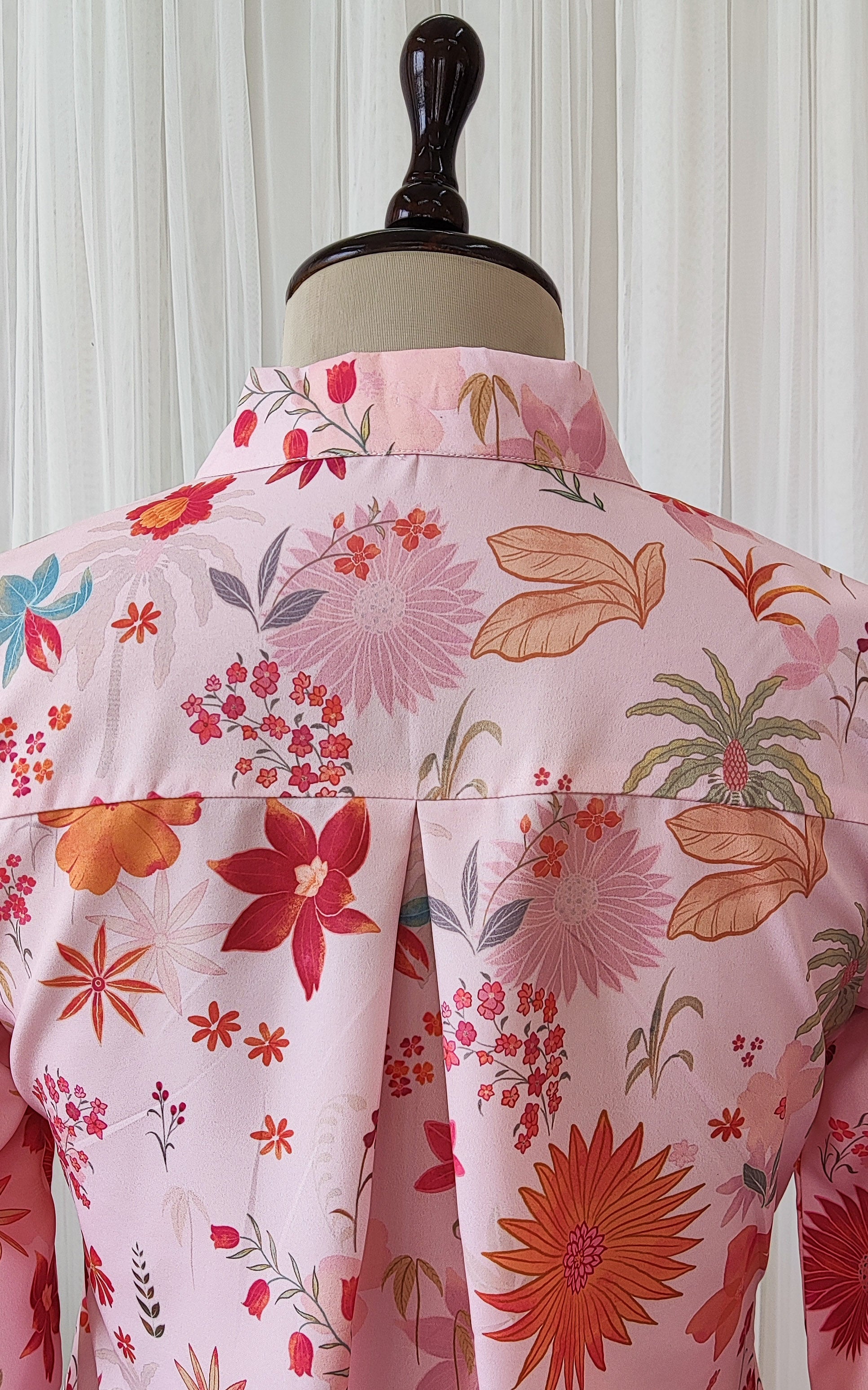 Pink Tropical Print Crepe Top