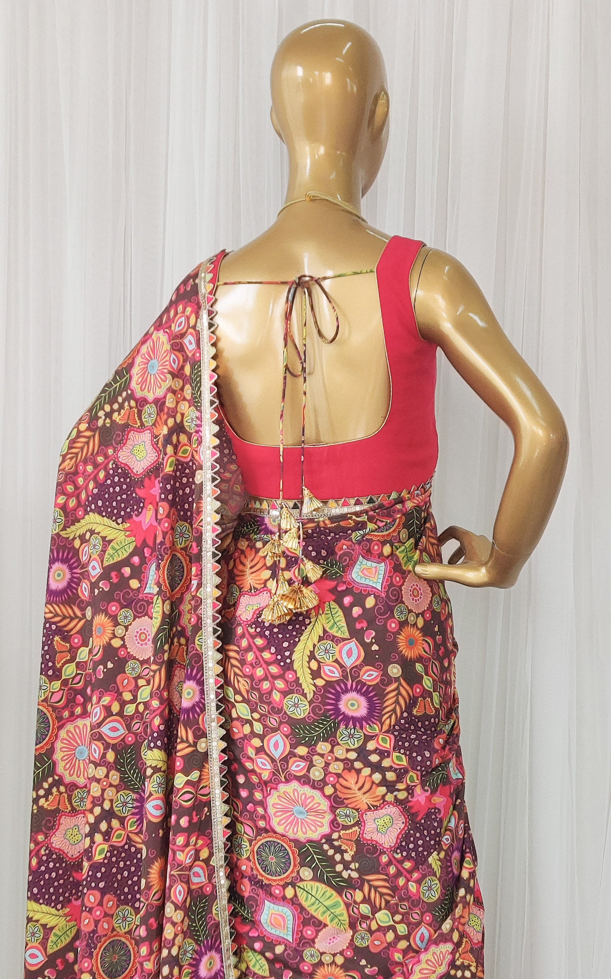 Purple Kitschy Printed Crepe Saree