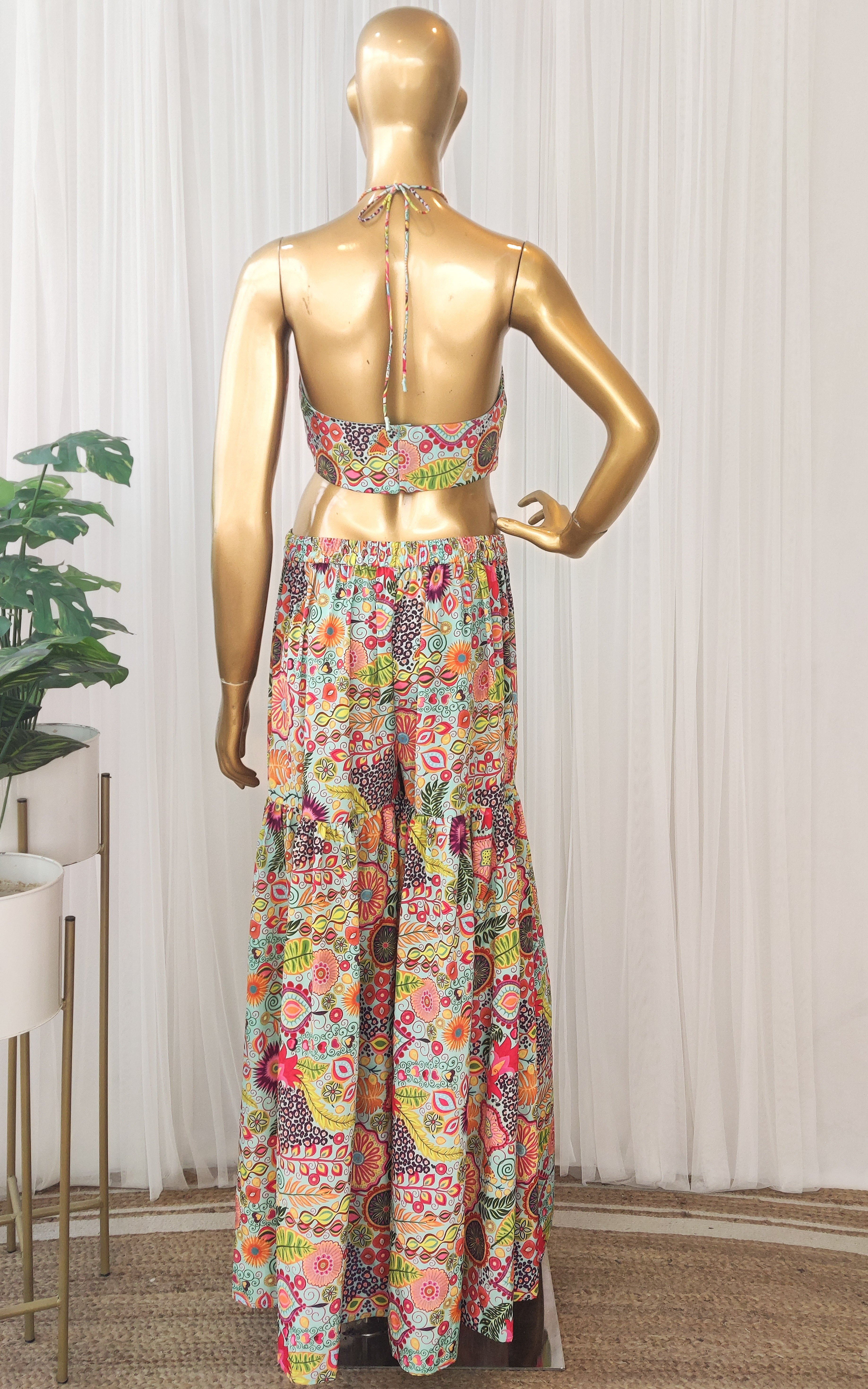 Ankita Arora Sea Green Kitschy Printed Crop Top and Sharara Set