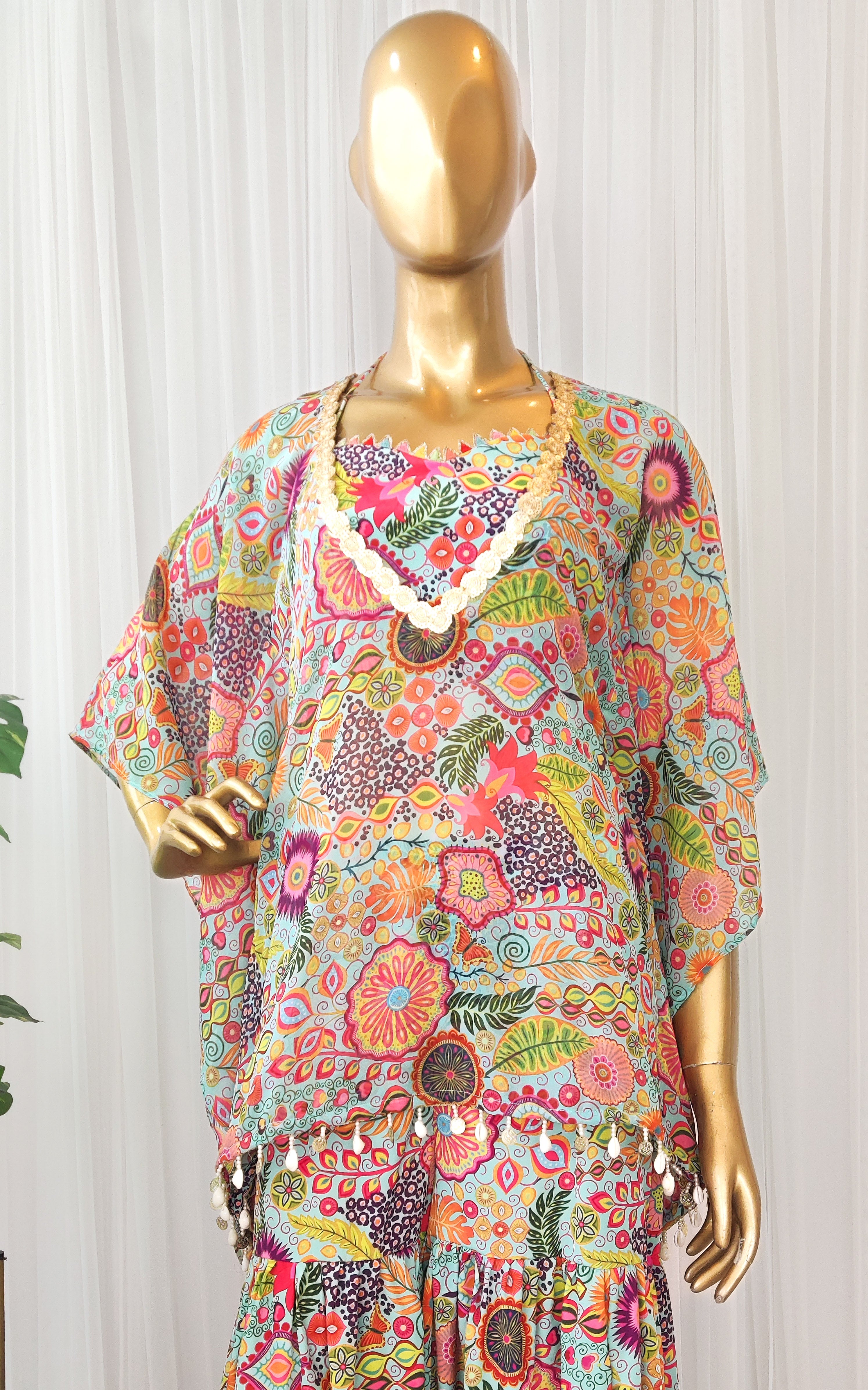 Ankita Arora Sea Green Kitschy Printed Crop Top and Sharara Set
