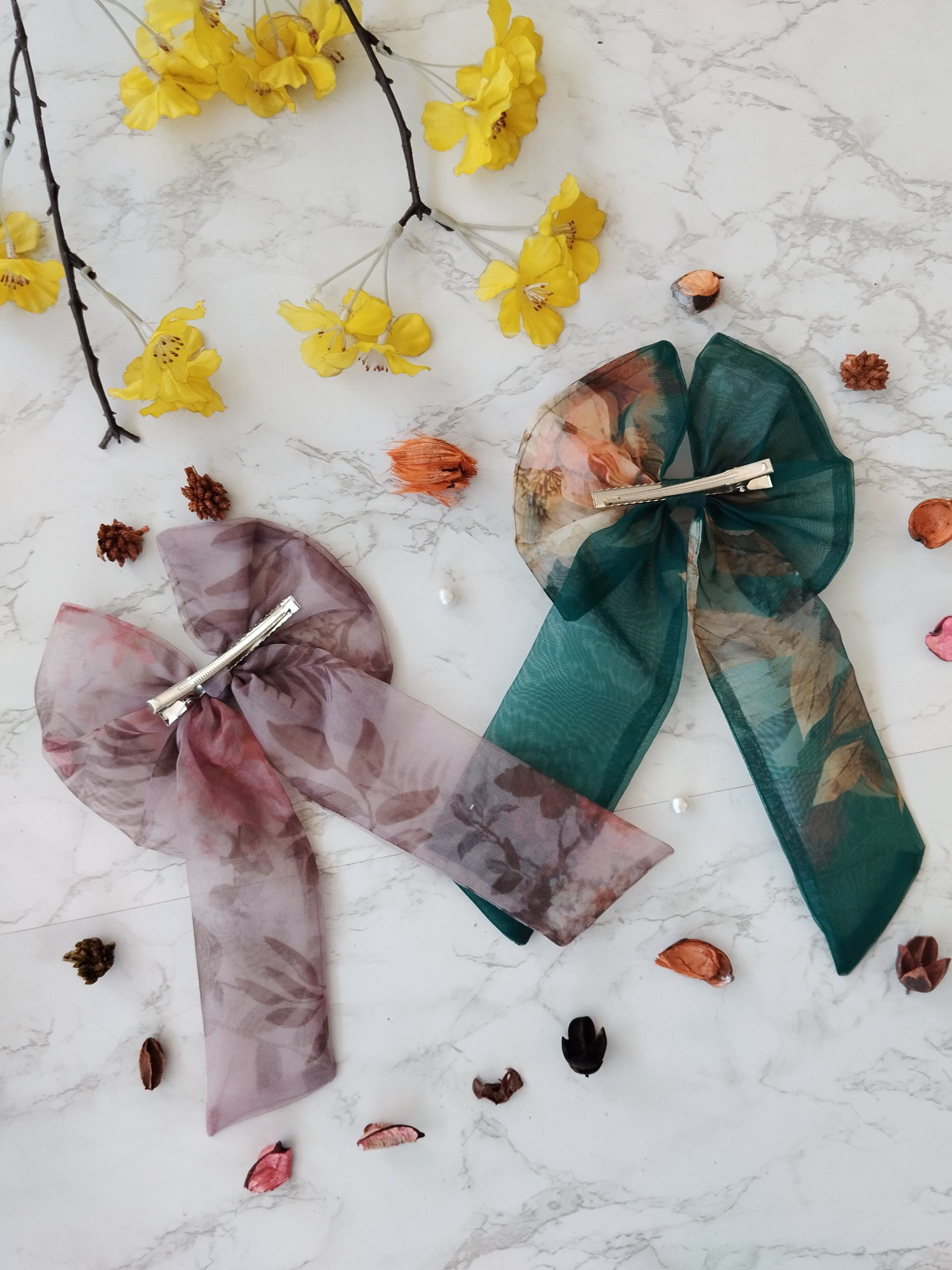Two of Us Bows Combo - Grey, Green