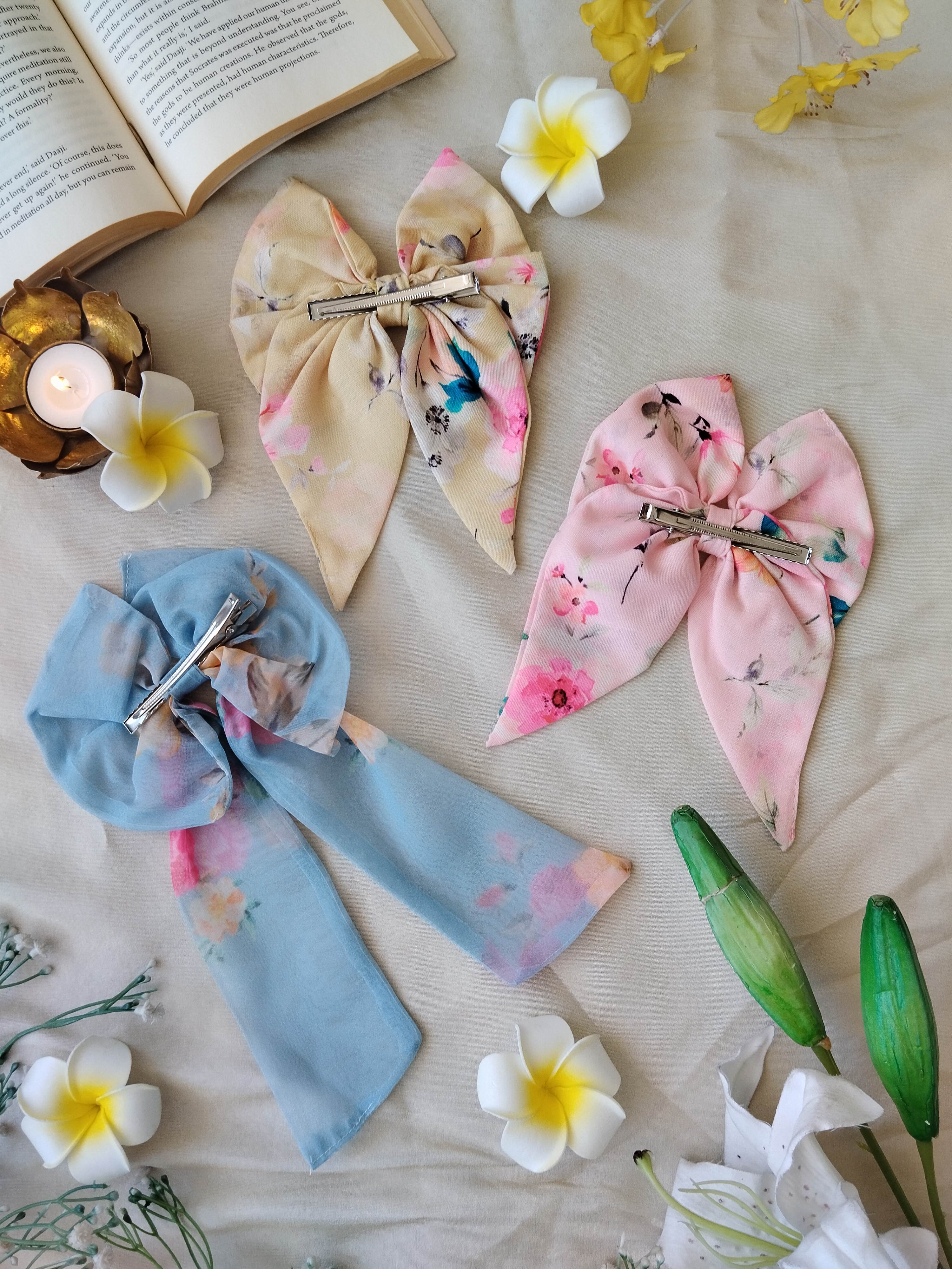 Pastel Bows Combo - Pink, Yellow, Blue