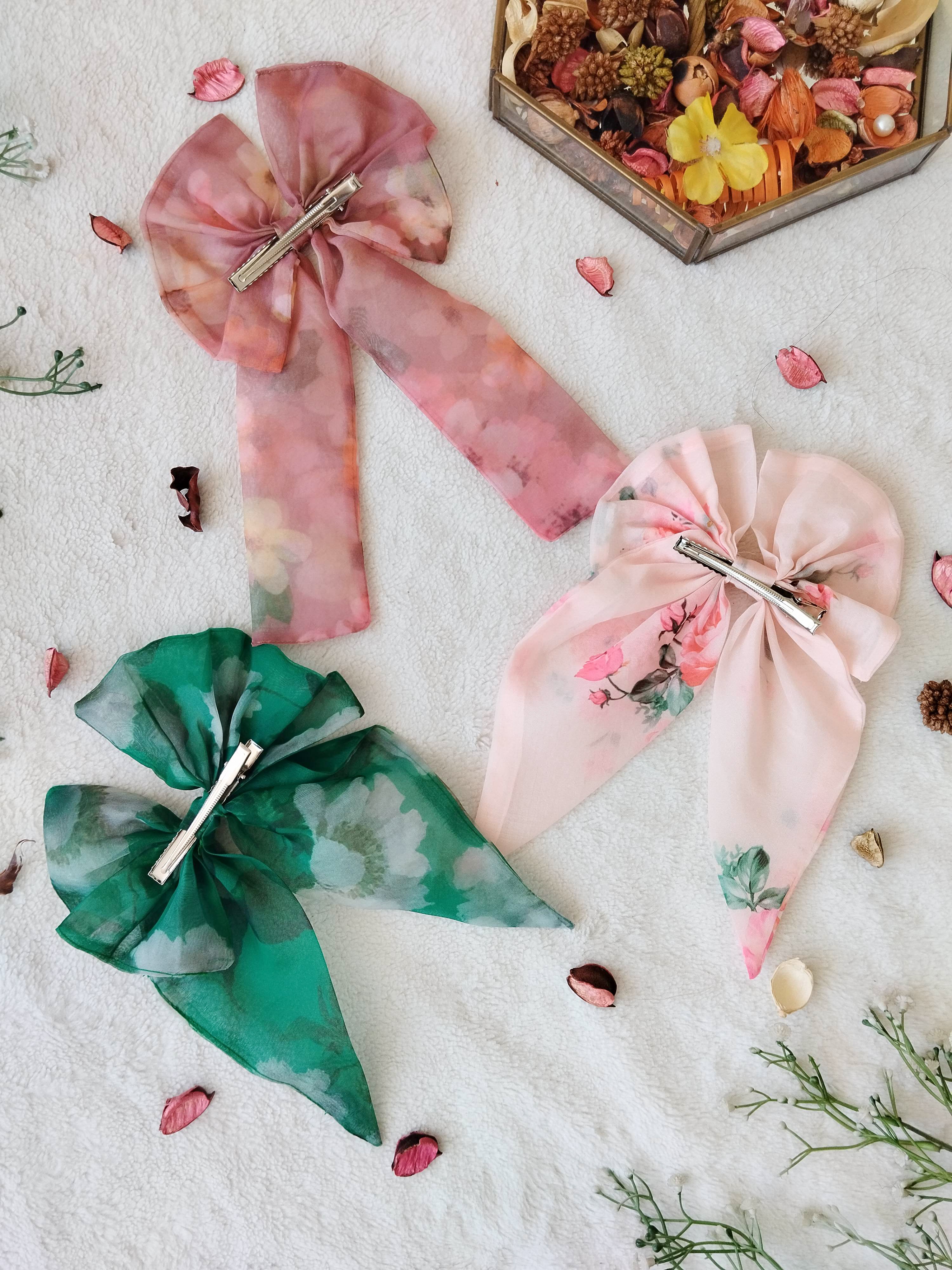 Change of Mood Bows Combo - Pastel Pink, Forest Green, Grapewine
