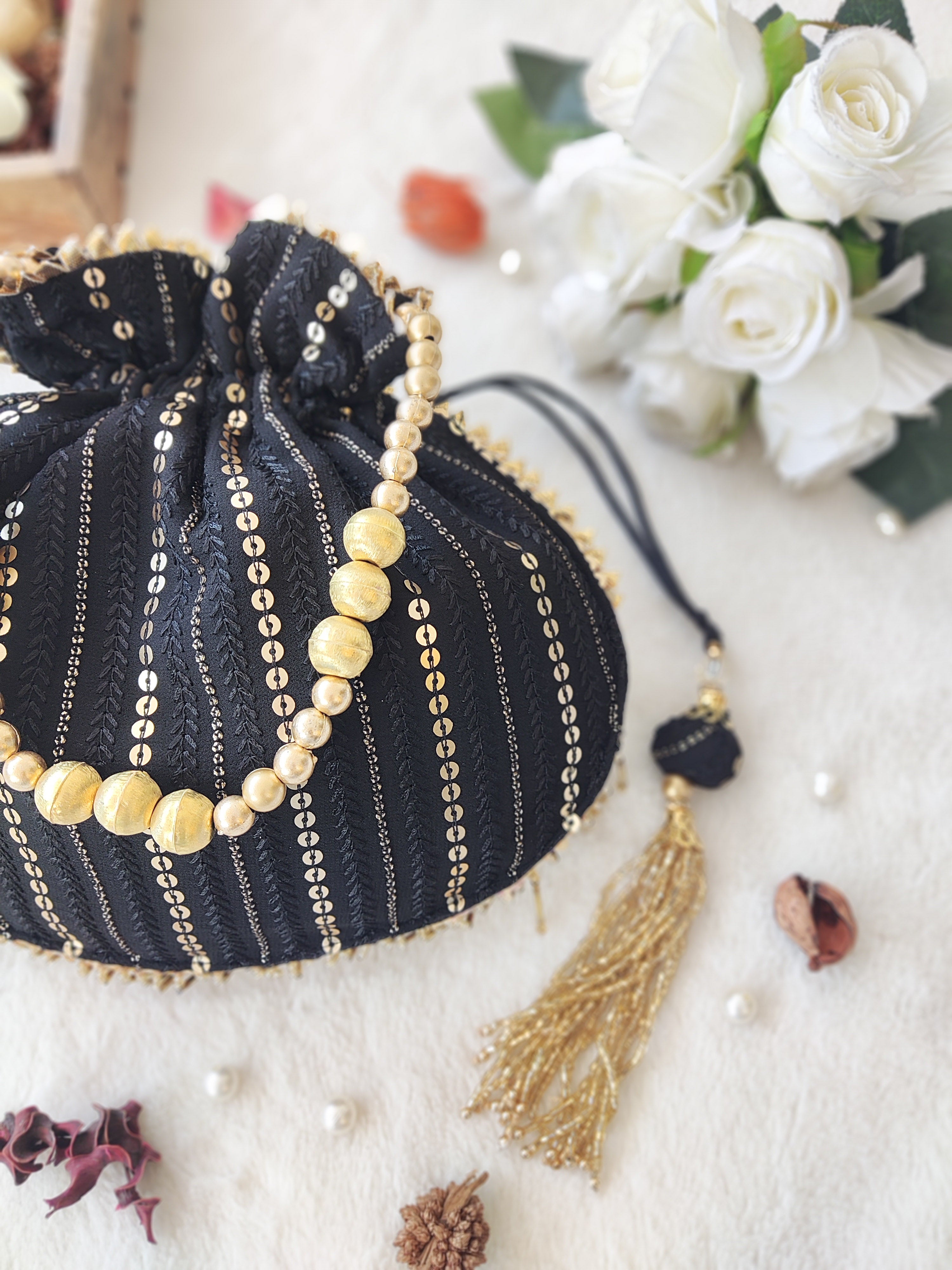 Black Sequinwork Potli Bag