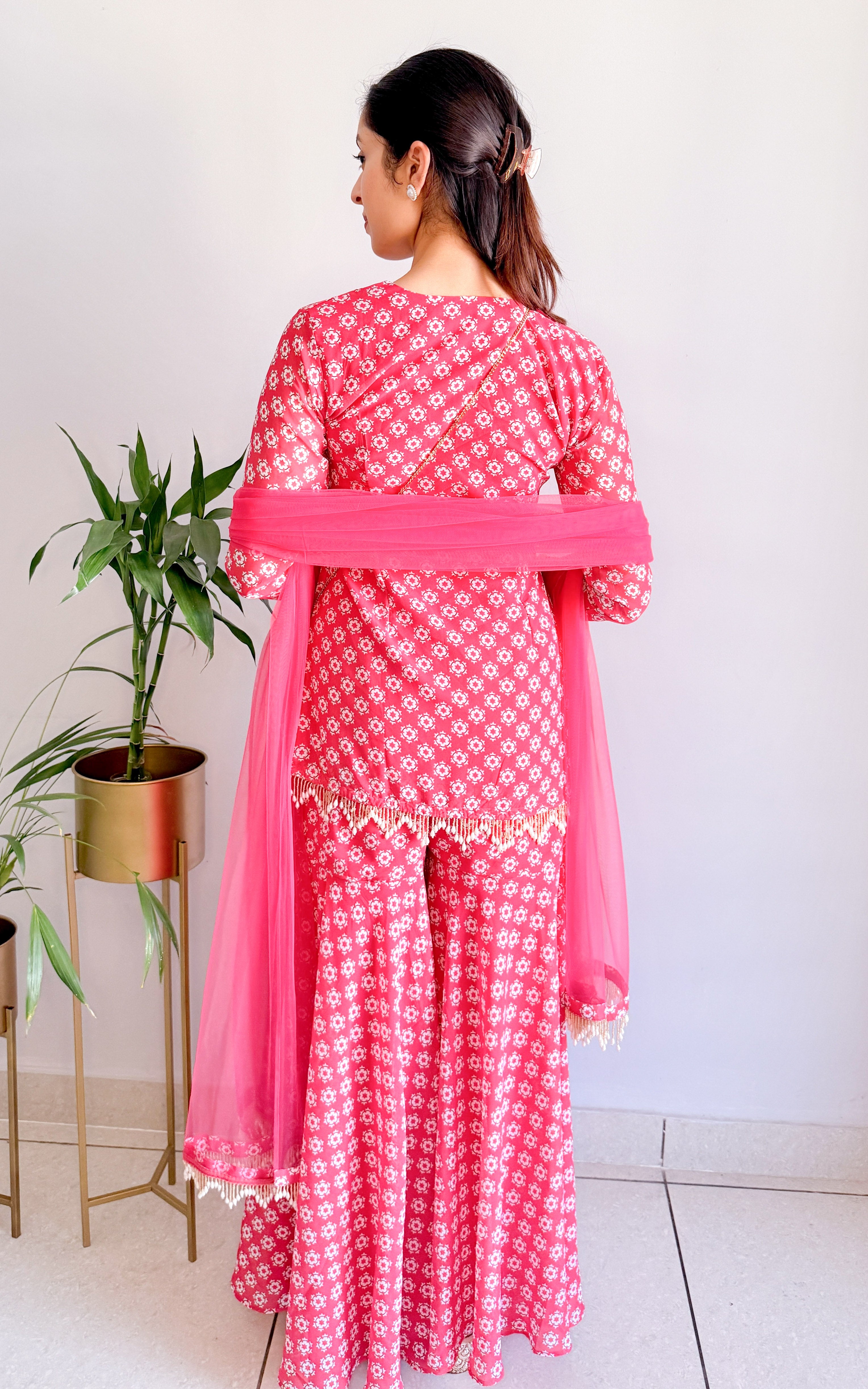 Ruby Red Printed Sharara Set