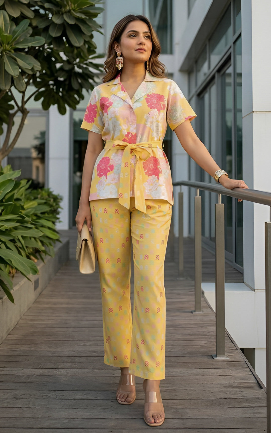 Yellow Printed Cotton Co-ord Set