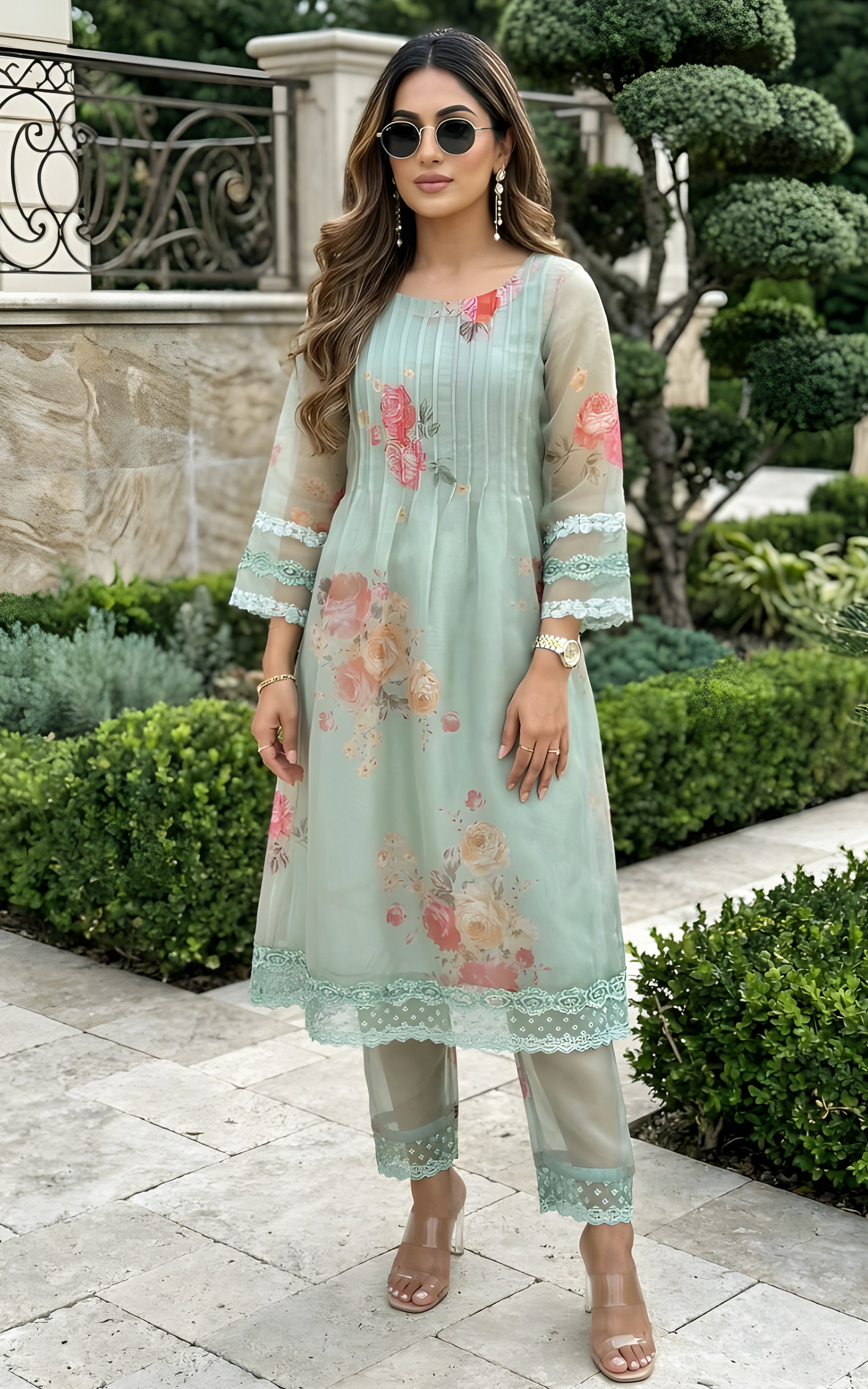 Sage Green Organza Co-Cord Set