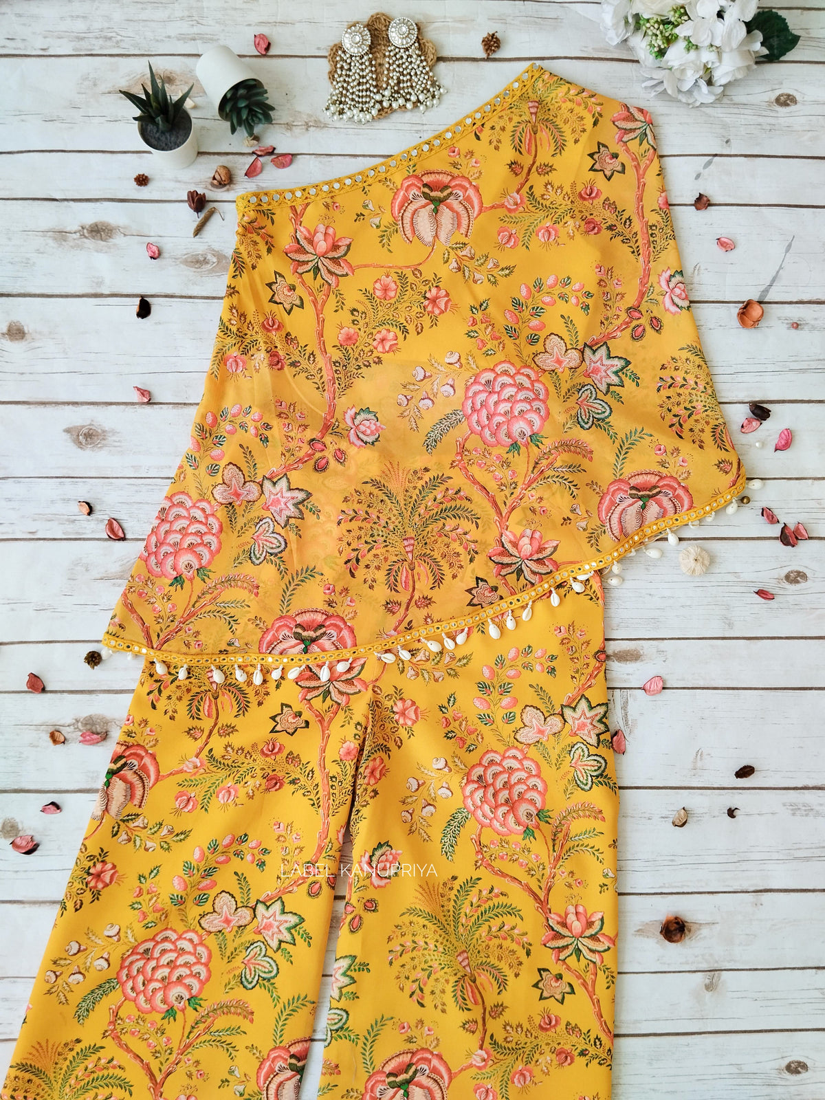 Mustard One-shoulder Co-ord Set