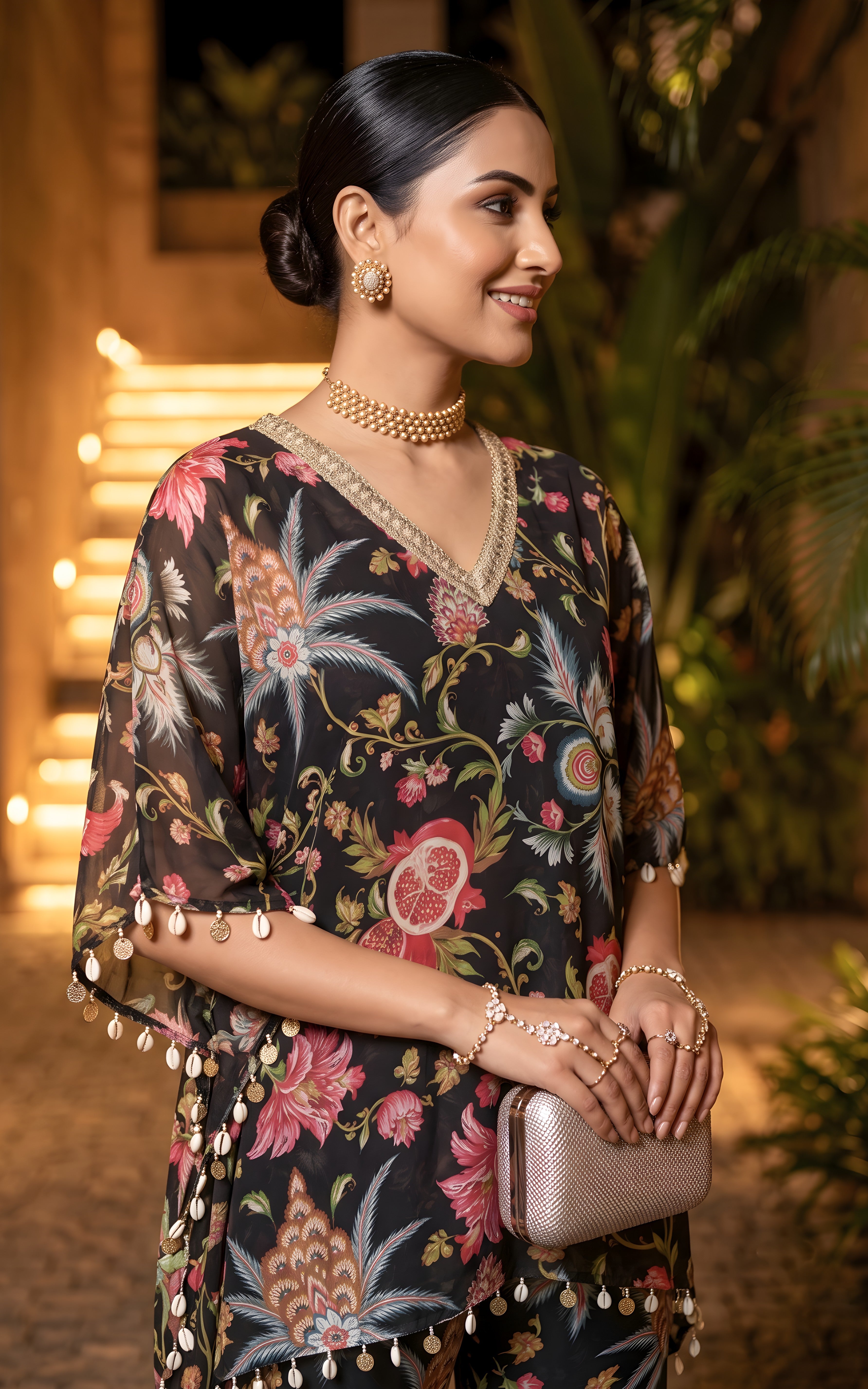 Black Anaar Print Festive Co-ord Set