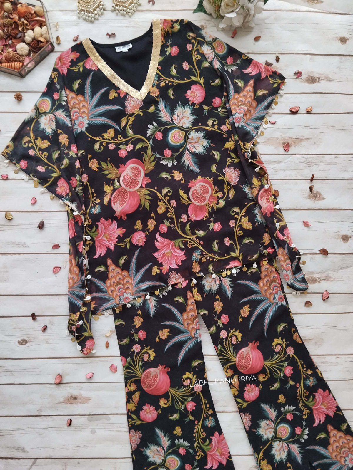 Black Anaar Print Festive Co-ord Set