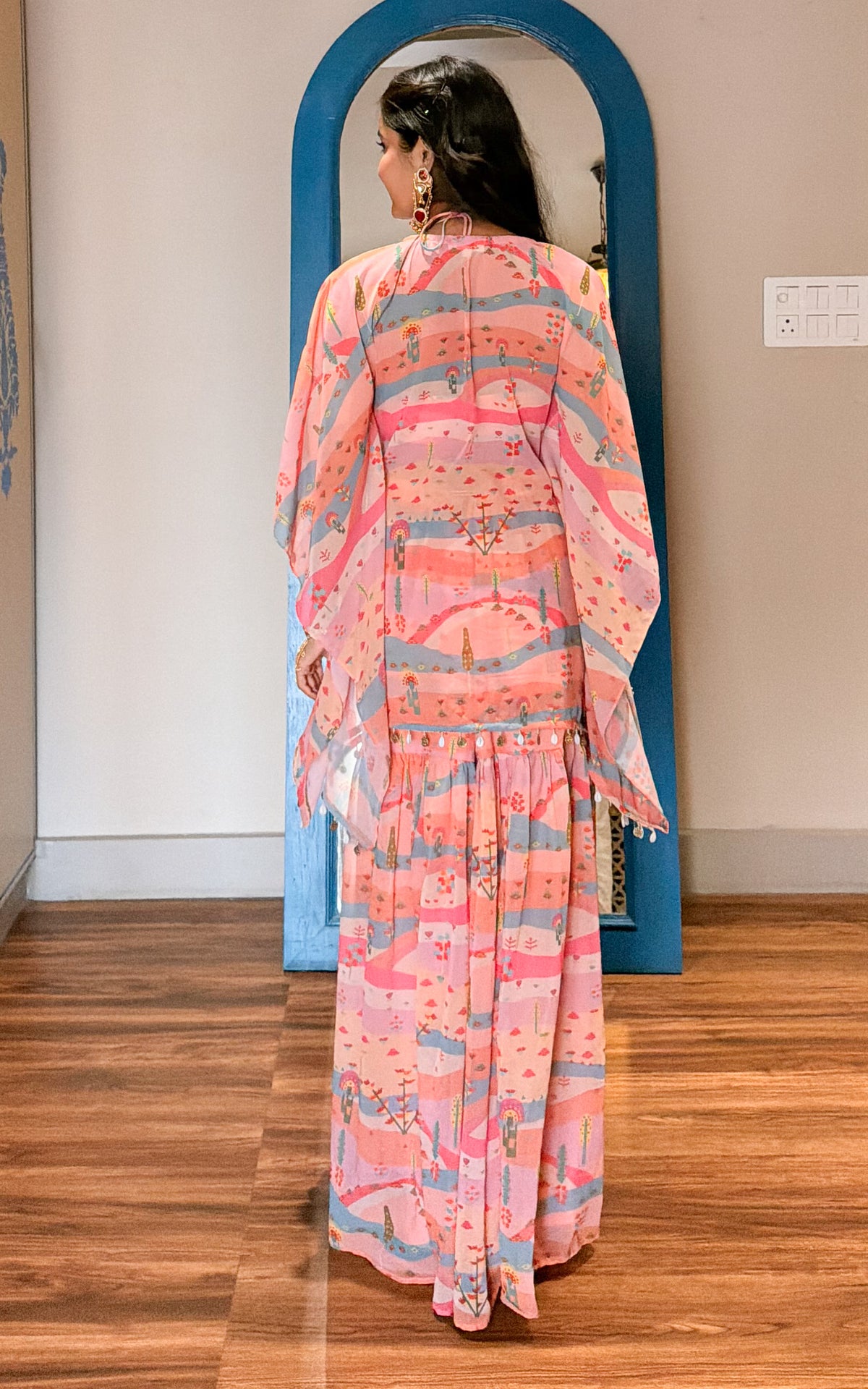 Graphic Landscape Kaftan Crop-top Sharara Co-ord Set