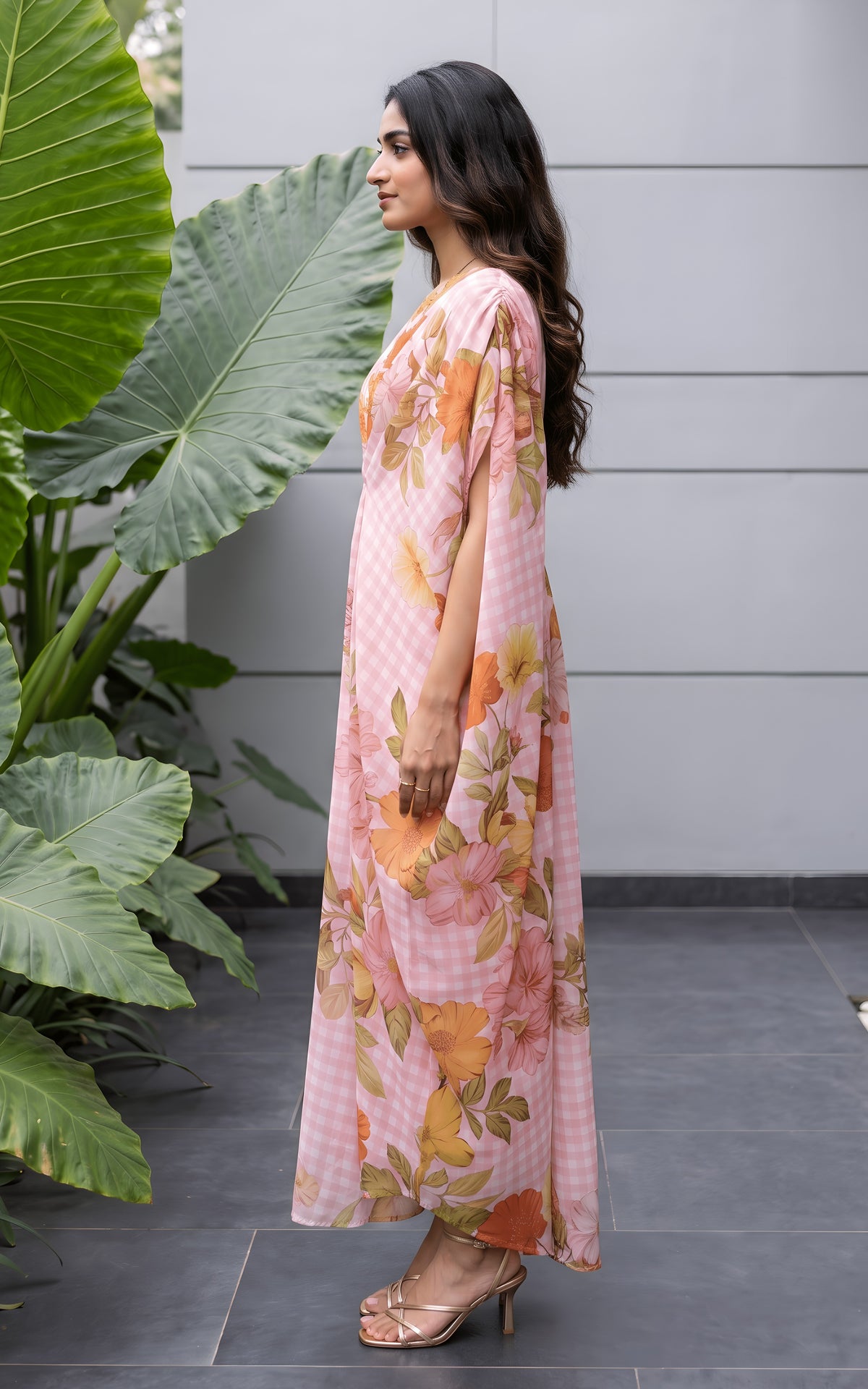 Pink Gingham Meadow Drape Dress