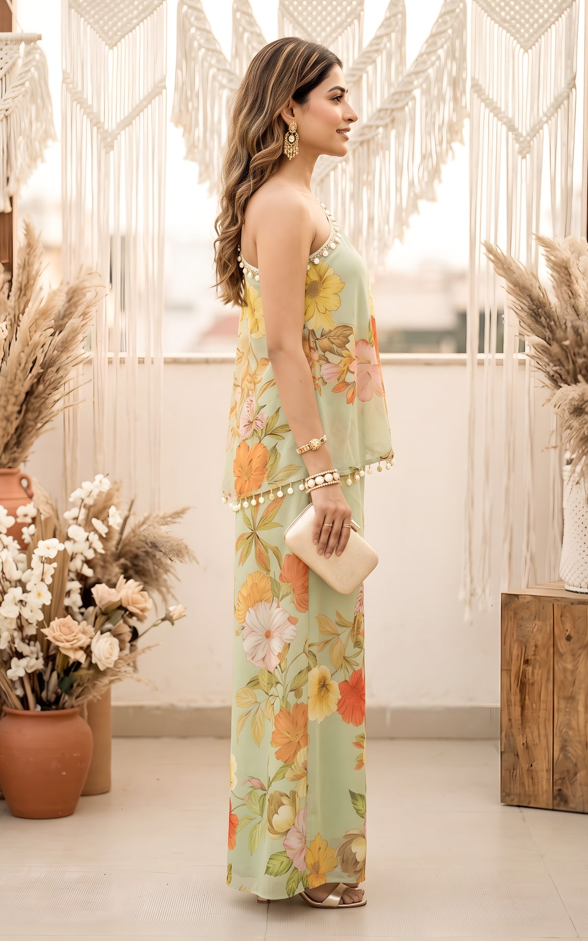 Sage Green One Shoulder Co-ord Set