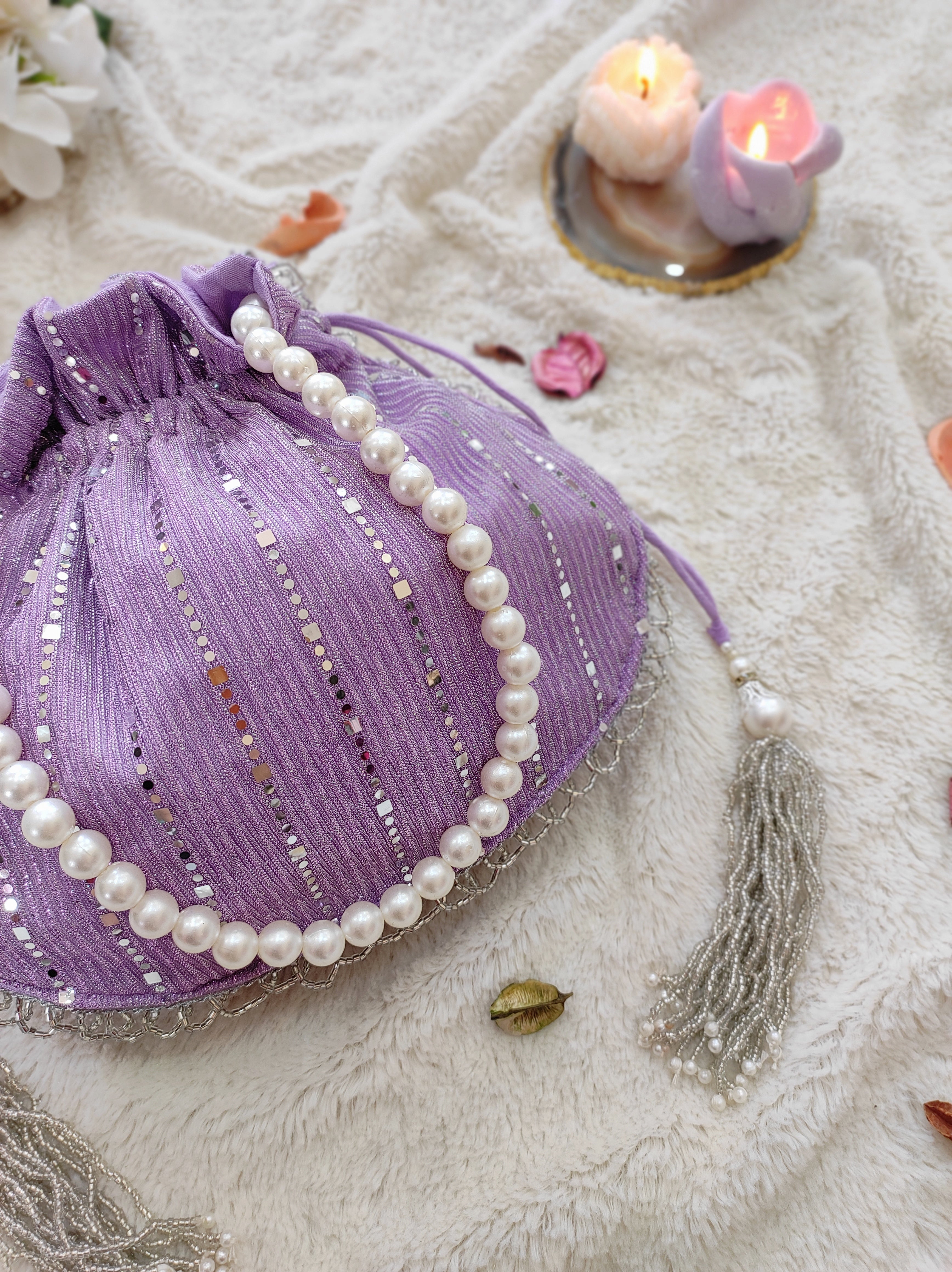 Lilac Shimmer Potli Bag