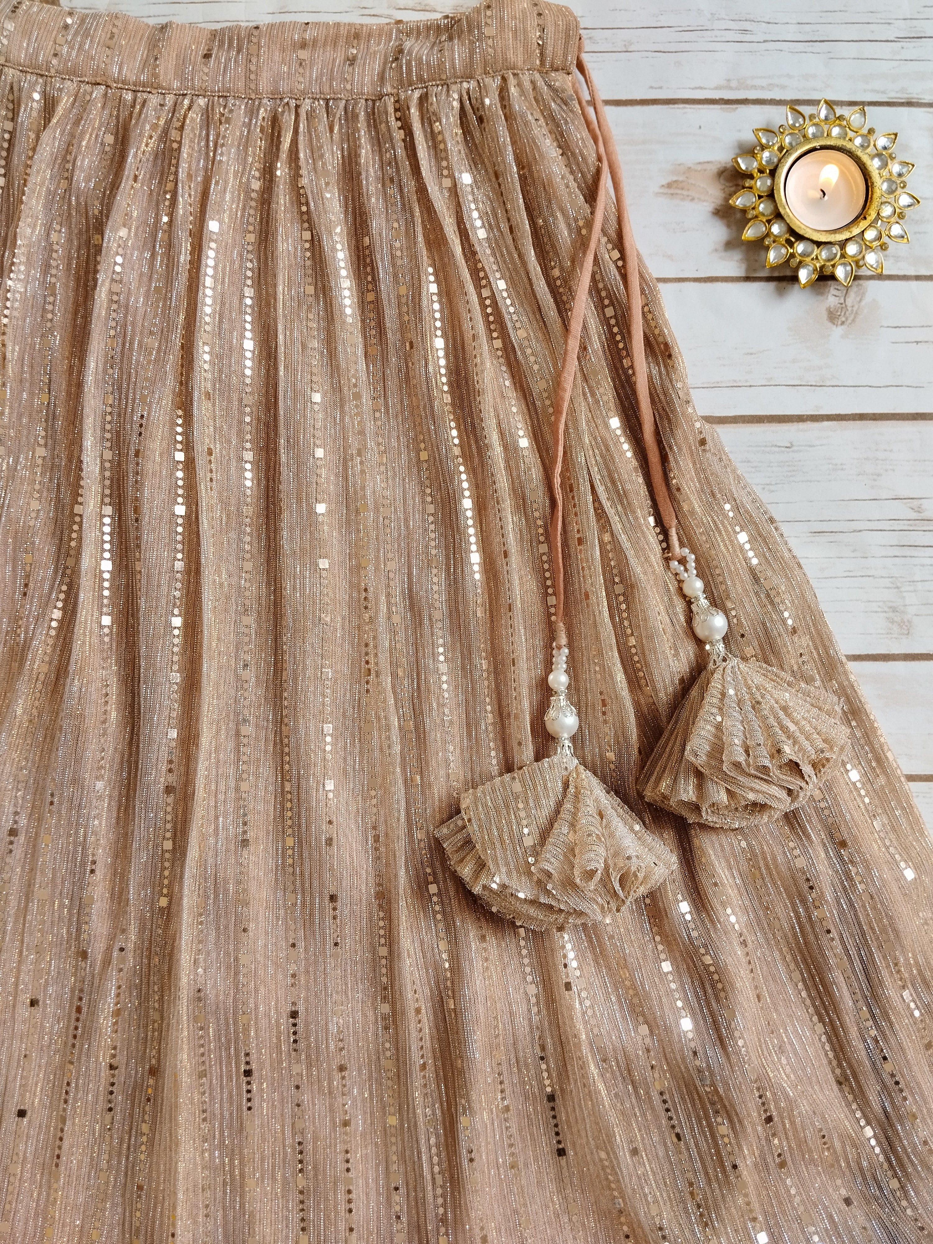 Old Rose Shimmer Kids Lehenga