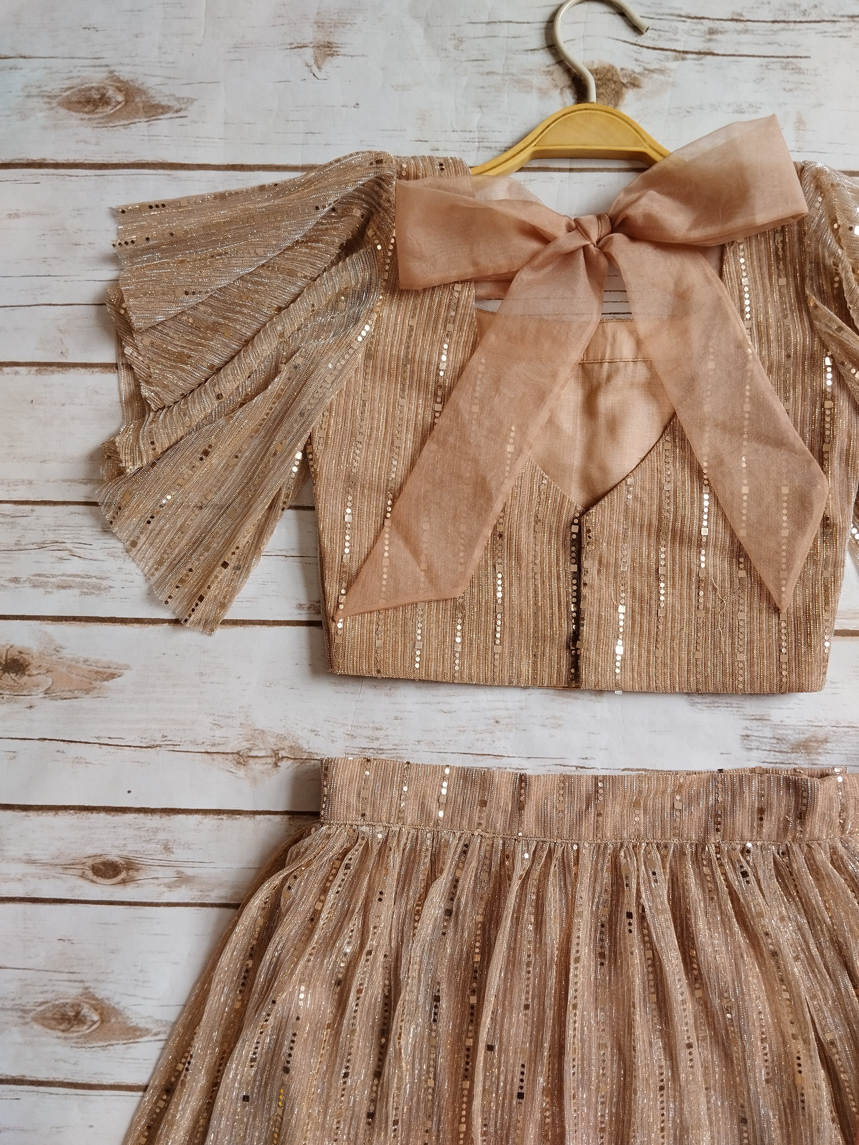 Old Rose Shimmer Kids Lehenga