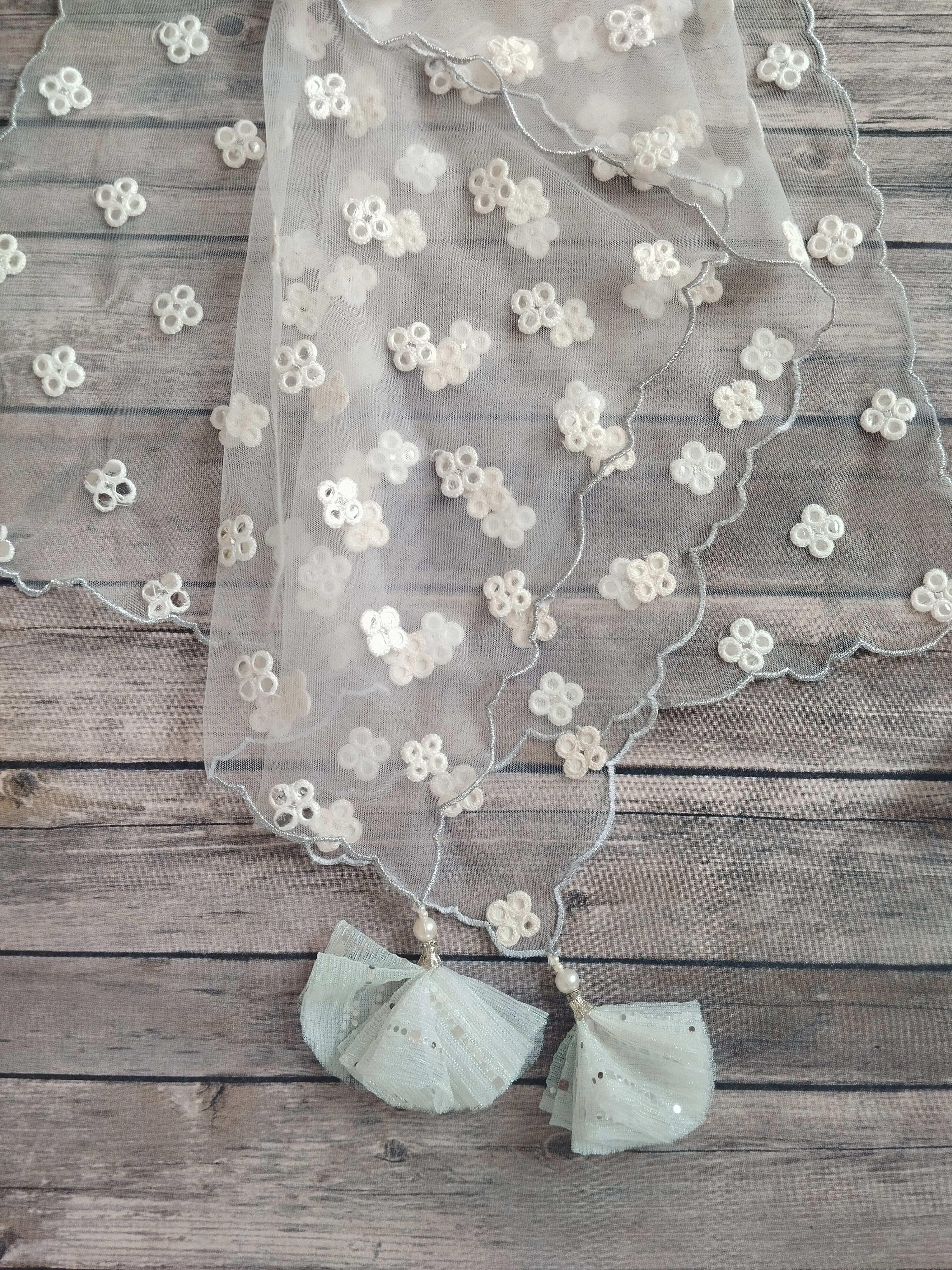 White Shimmer Kids Lehenga