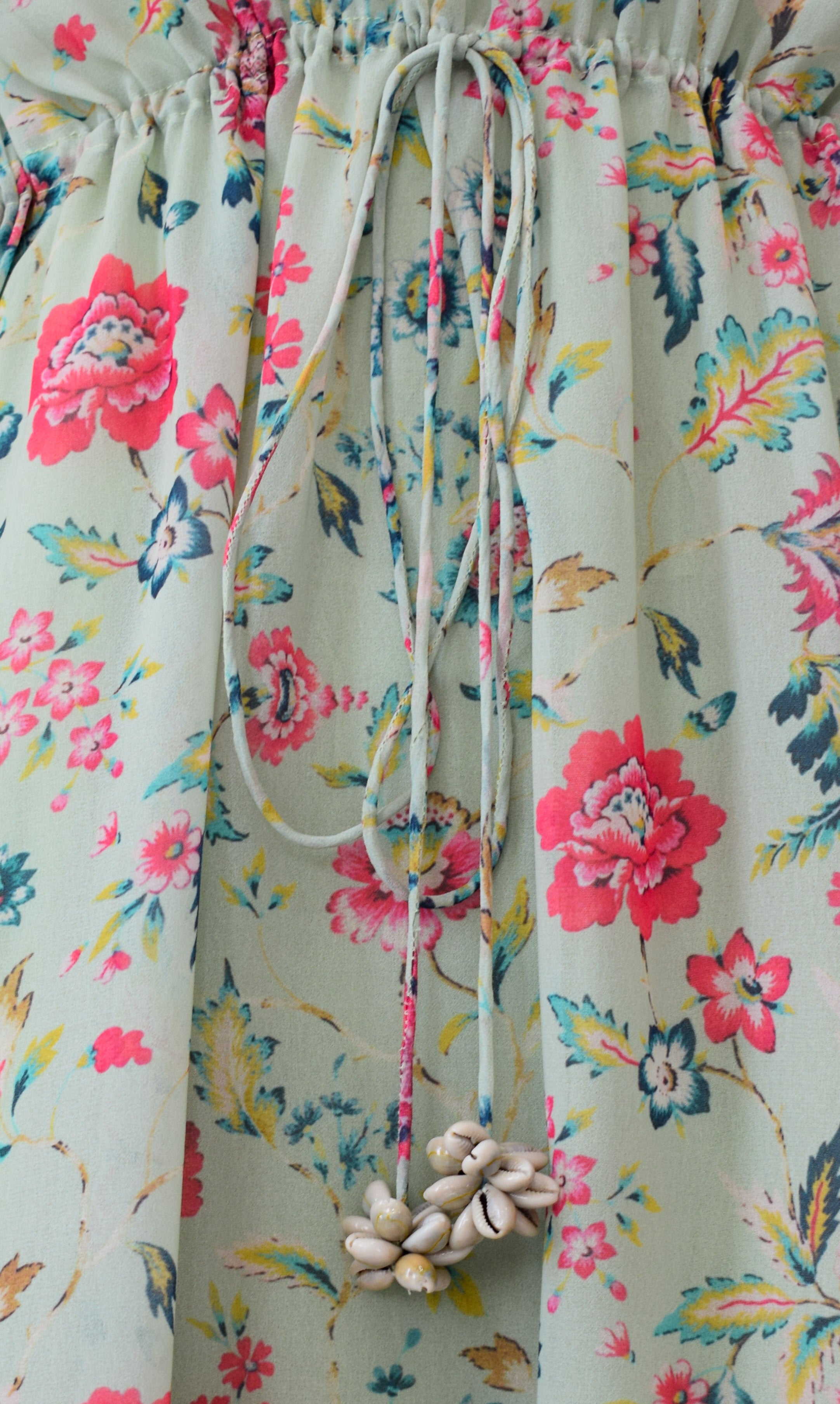 Sage Green Floral Printed Georgette Kaftan Set