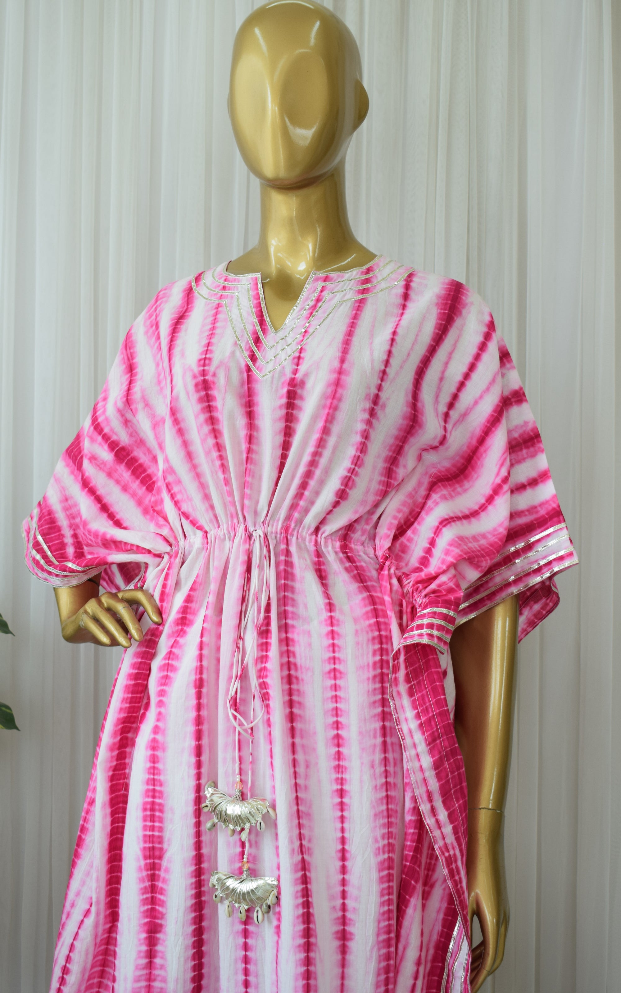 Pink - Shibori Tie-Dye Cotton Kaftan (Short) 96 main image 1