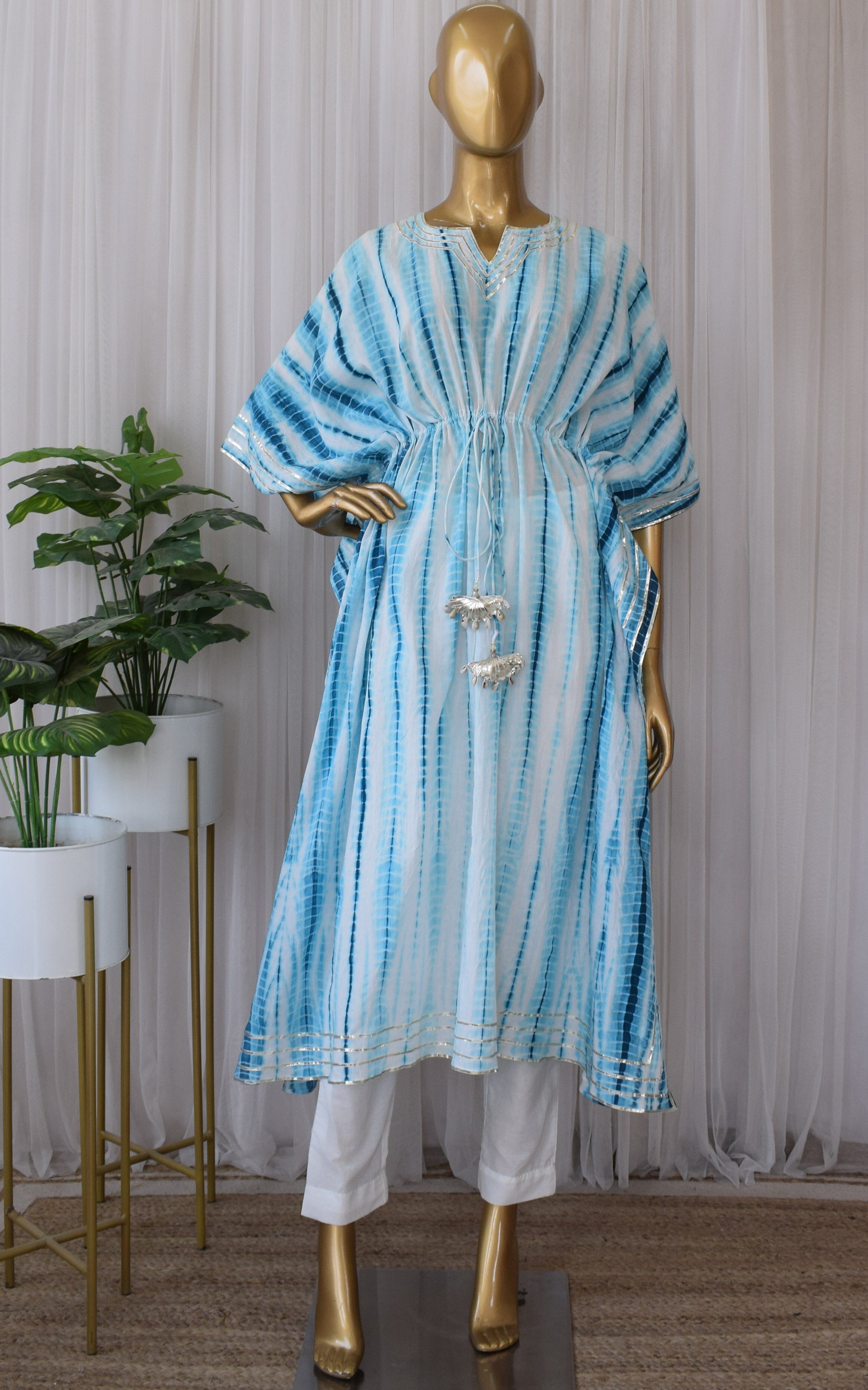 Blue Shibori Kaftan & Pant Set