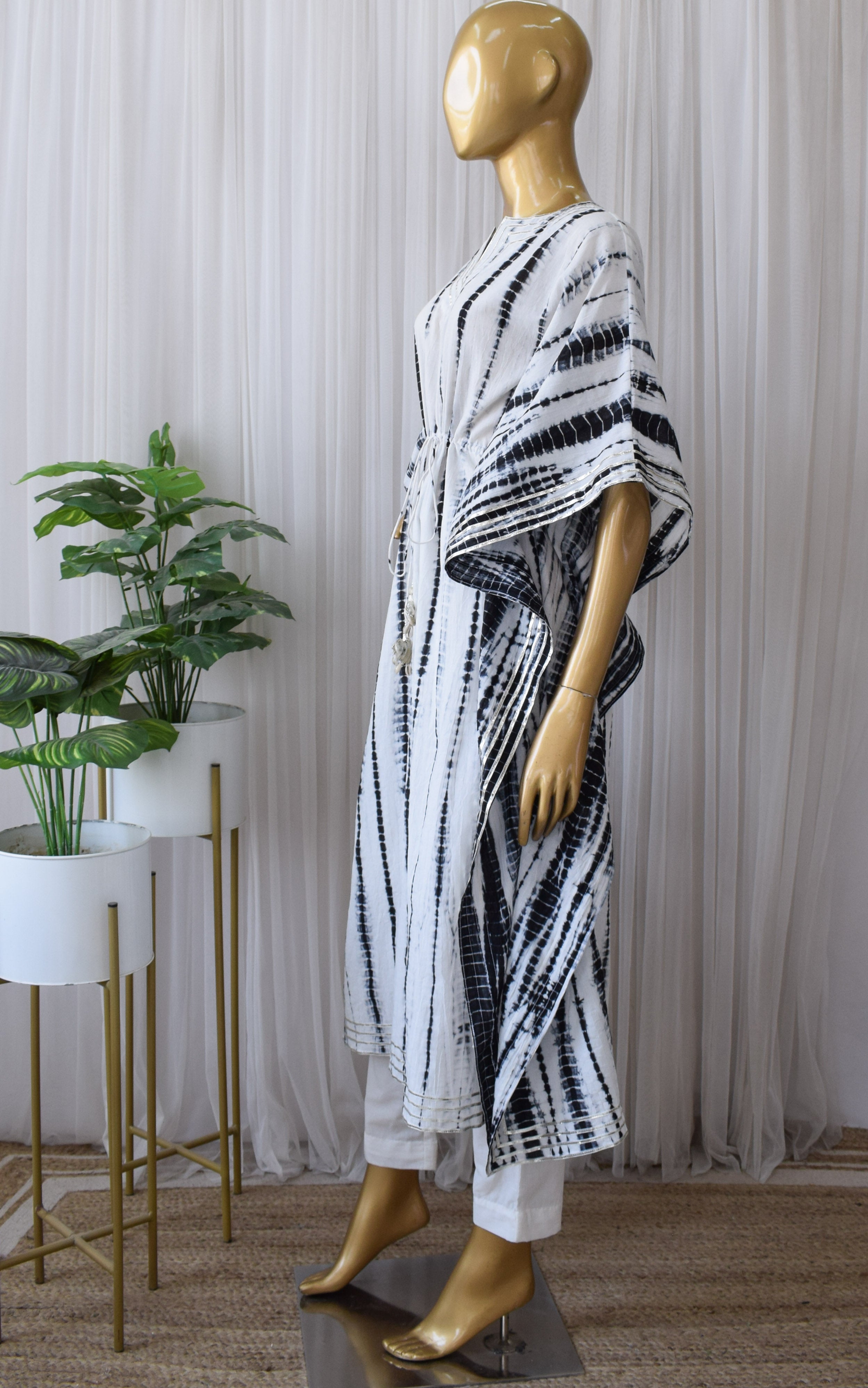 Black Shibori Kaftan & Pant Set