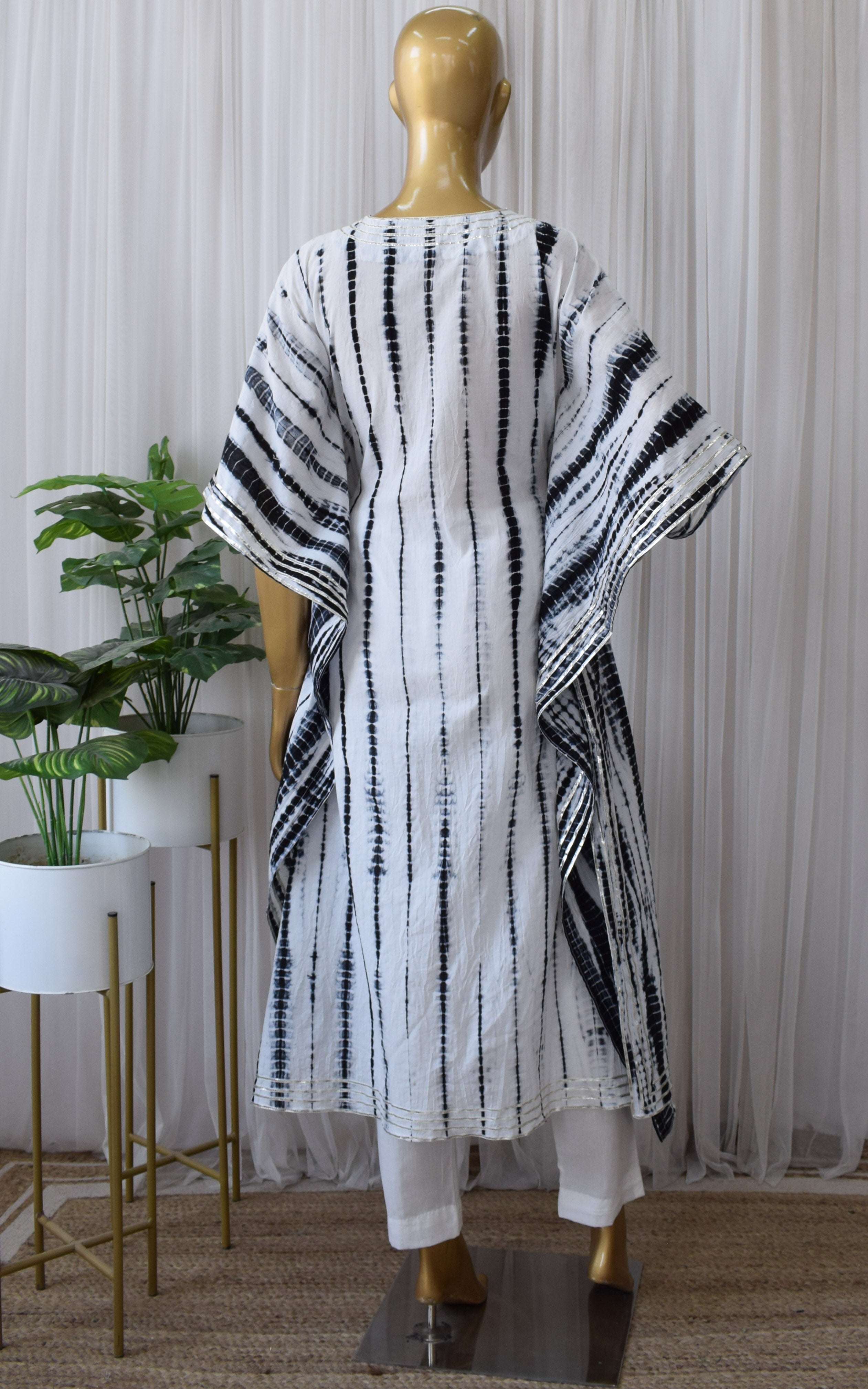 Black Shibori Kaftan & Pant Set