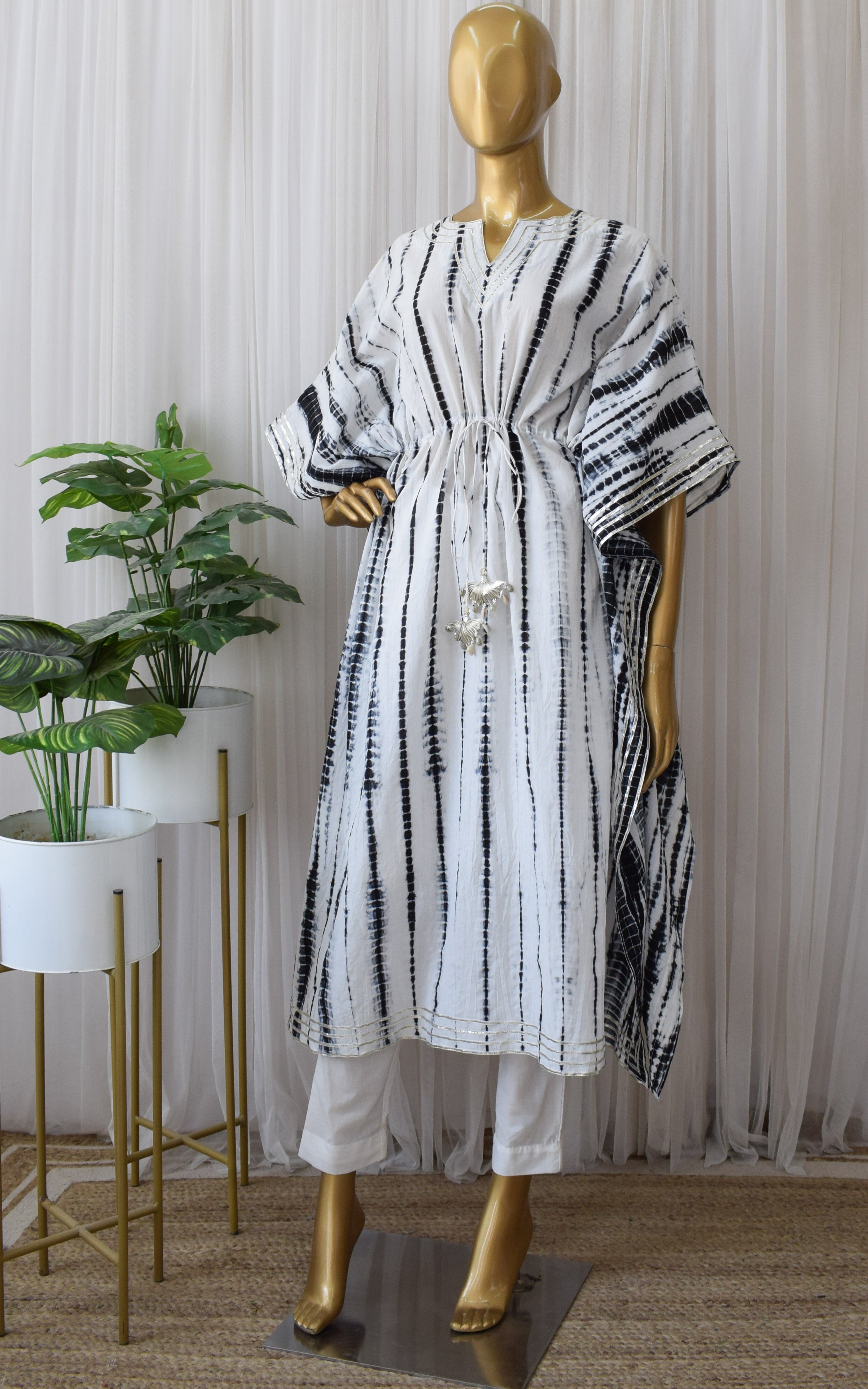 Black Shibori Kaftan & Pant Set