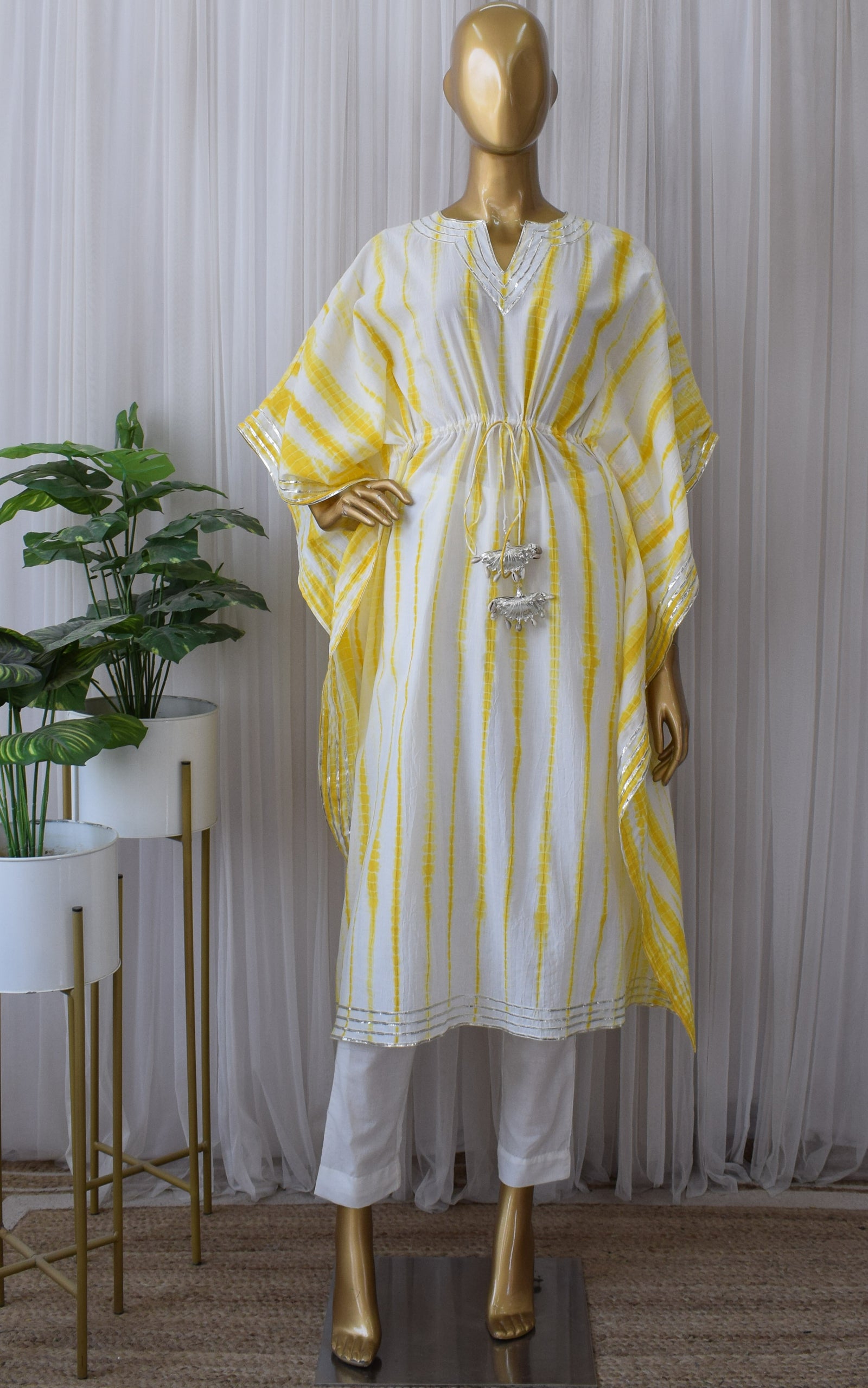 Brown - Shibori Jacquard Mosaic Fusion Cotton Kaftan (Short) 38 main image 0